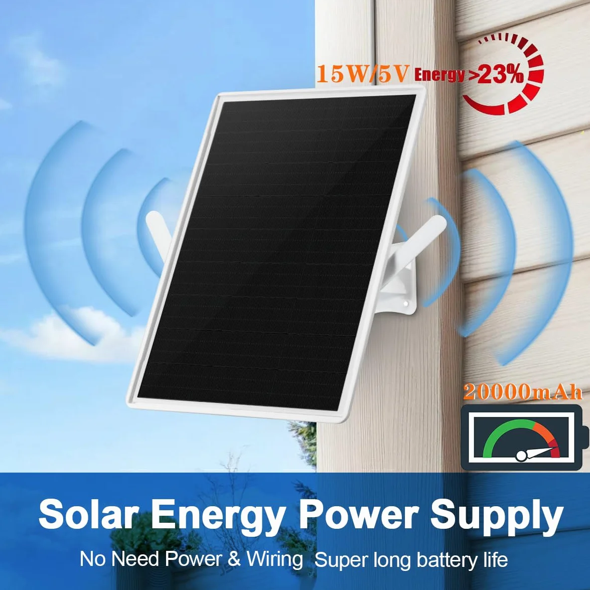 Zewnętrzny podwójny wzmacniacz sygnału WiFi do routera 2,4 GHz, repeatera WiFi, 490 stóp/150 m, panel słoneczny 15 W/5 V, wodoodporność, 20000 mAh, odpowiedni do gospodarstw rolnych i komercyjnych