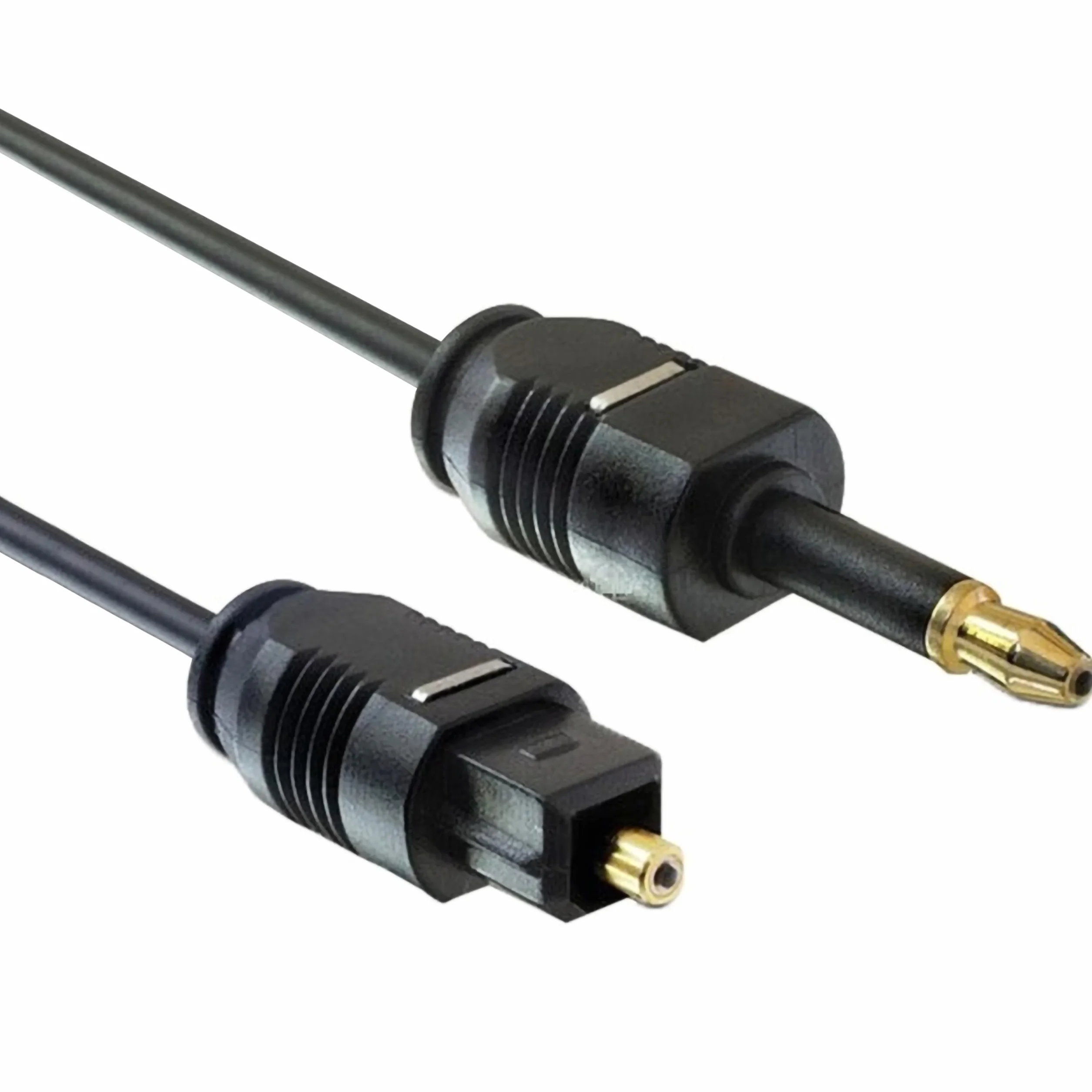 PremiumCord Optyczny Kabel Audio Mini Toslink 3,5mm Na Toslink 2m, Męski Na Męski, Cyfrowy Kabel do Zestawu Stereo Hifi Sounbar Tv, HQ Audio, Pozłacany, Kolor Czarny 2 m