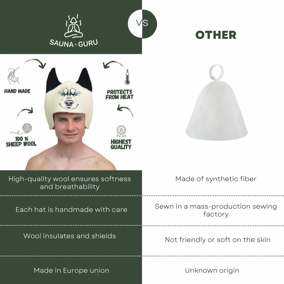 Kapelusz wilka do sauny, 100% wełna organiczna filcowa czapka do sauny, czapka bany, ochrona włosów do sauny, akcesoria do sauny haftowana czapka, rosyjska czapka do sauny, prezenty do