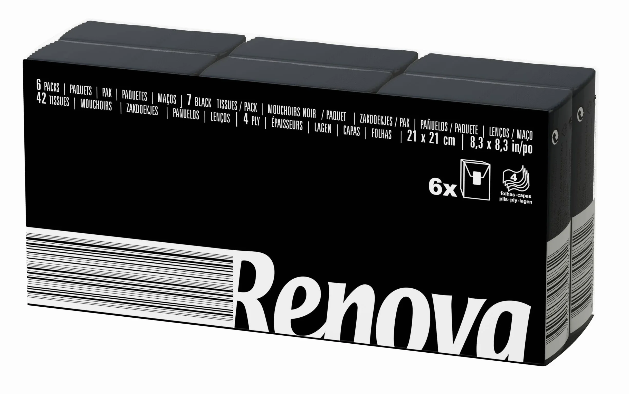Renova Chusteczki higieniczne czarne, kompaktowe, 6 paczek, 10 sztuk (6 sztuk)