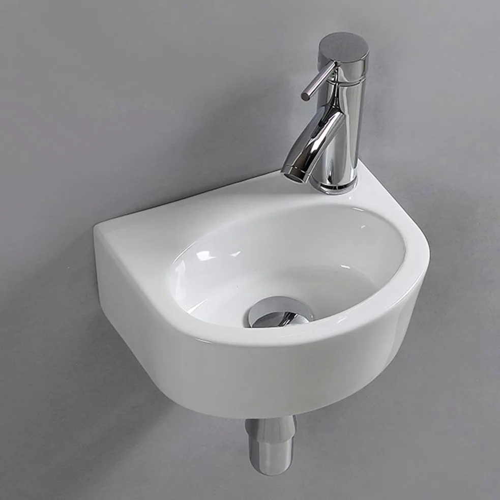 Umywalka do szatni owalna wisząca ceramiczna umywalka do małej szatni łazienki (prawa ręka)