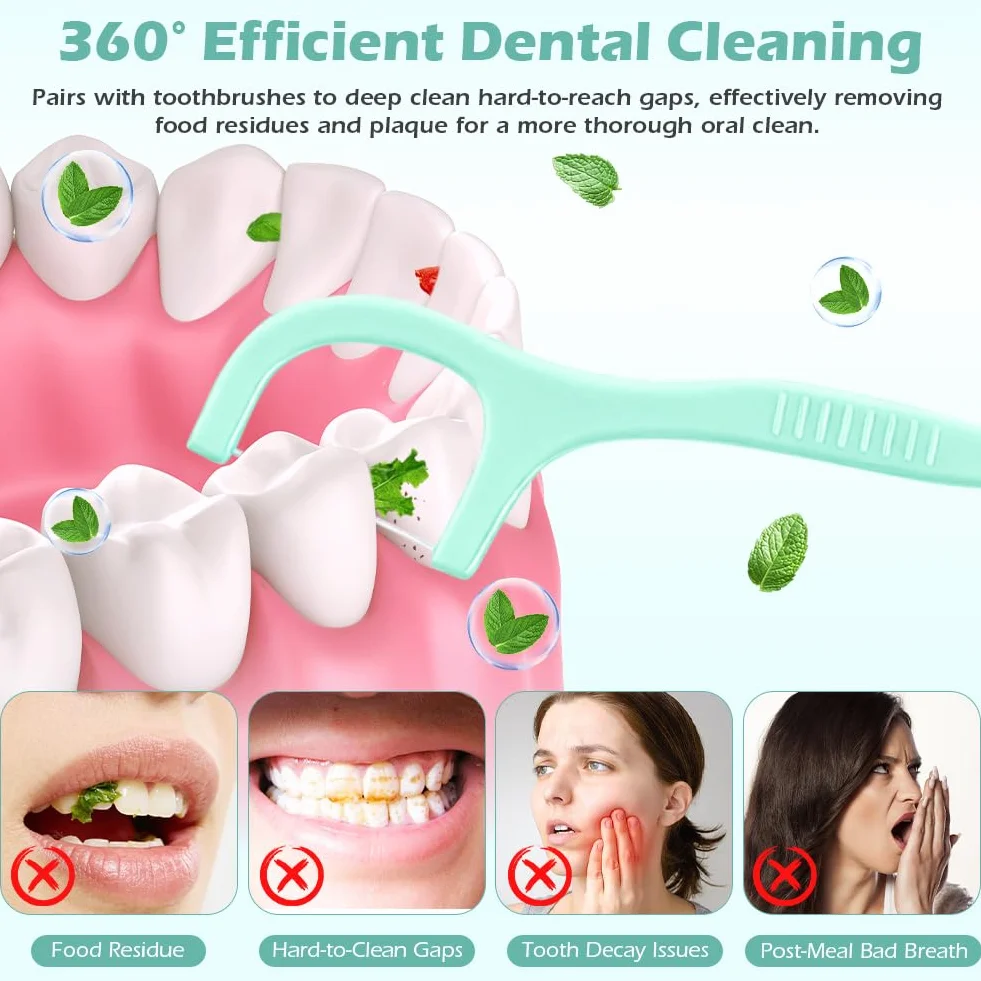200 szt. patyczków do nici dentystycznej, 2 w 1, odporna nić dentystyczna, wykałaczka, patyczki do zębów, narzędzie do czyszczenia międzyzębowego, utrzymuje usta świeże i czyste, do podróży