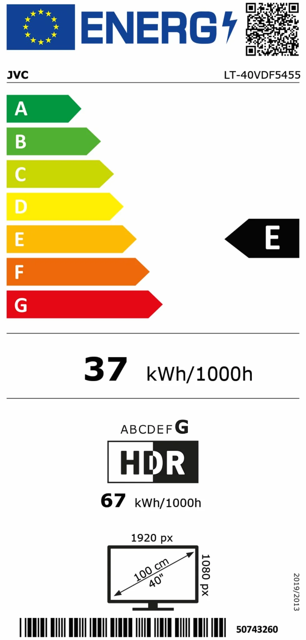 Telewizor JVC 40 cali Smart TV VIDAA LT-40VDF5455 Full HD HDR LED czarny