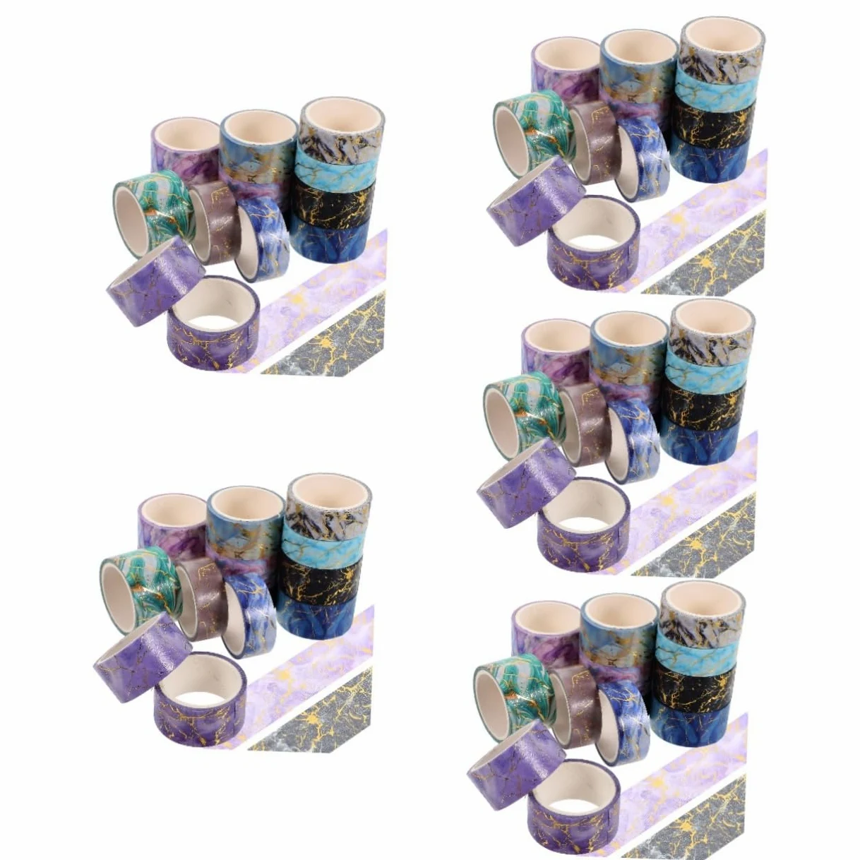 SHINEOFI 70rolki Roli Dekoracyjnej Taśmy Washi Wzór Marmuru Samoprzylepna Taśma Do Scrapbookingu i Dekoracji Każda Rola Idealna Do Prowadzenia Dzienników i Kreatywnych Projektów