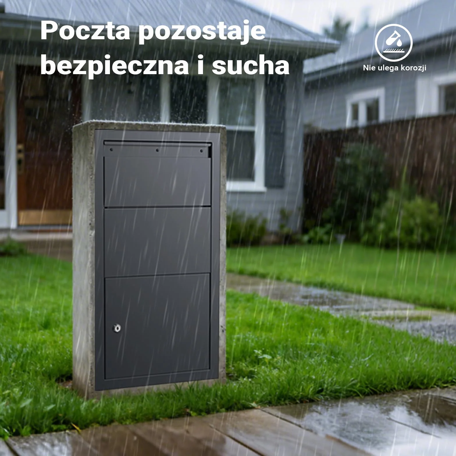 XPOtool Wolnostojąca skrzynka na listy i paczki antracytowa 47 x 22 x 87 cm, pojemnik na paczki z zabezpieczeniem korespondencji, skrzynka kurierska