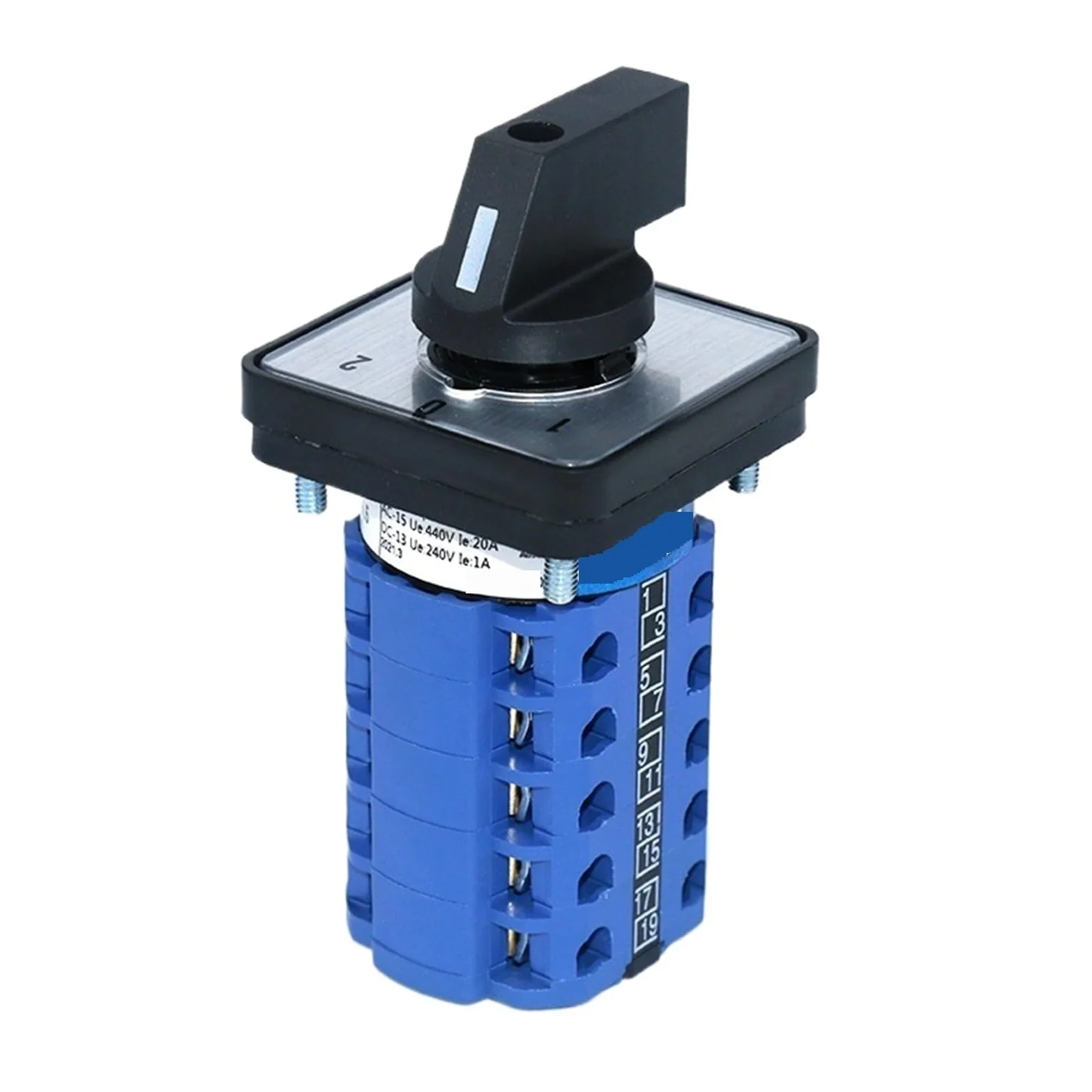 Przełącznik krzywkowy z podwójną mocą Montaż panelowy 3-pozycyjny SZW26/LW26-20 5-pinowy wł./wył., 64/48 mm, do maszyny elektrycznej 20A (D505,5 1 0 2 48 x 48 mm)