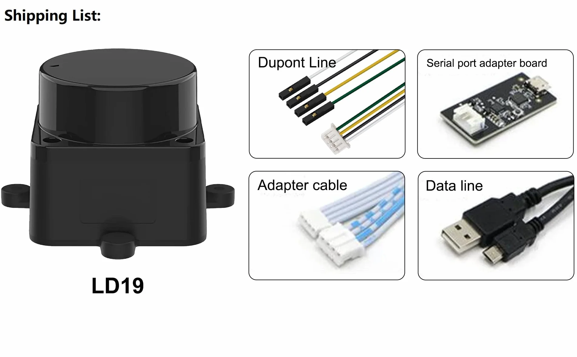 youyeetoo FHL-LD19 Lidar Sensor - 12Meter (39ft) 360° Ranging - Walnut Size, 30K lux Resistant - Provide ROS/ROS2/C/C++ SDK Raspberry Tutorial for Robots Drone SLAM, Lidar Scanner Kit with adapter