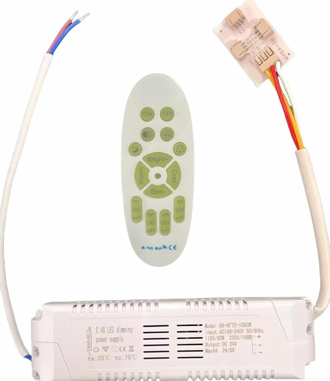 Jsz Transformator LED 220 V, zasilacz, konwerter 220 V AC na 24 V DC, niskie napięcie zasilania transfo LED o stałym napięciu (SN-RF72-108CW)