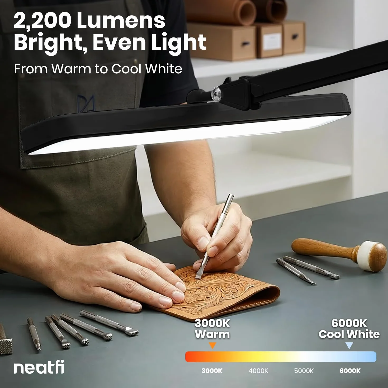 Neatfi XL 2500 lumenów lampa stołowa LED 30W 5 tryby oświetlenia 324 SMD-LED szerokość 56 cm Czarny