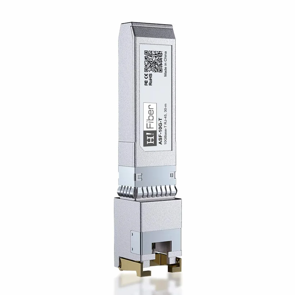 Moduł HiFiber 10Gb SFP+ do RJ45, 10Gbase-T Ethernet SFP+ Copper Transceiver, do Dell GP-10GSFP-T, MikroTik, Ubiquiti, Unifi, Netgear, QNAP, D-Link, itp., Cat6a/Cat7, 30m (98ft)