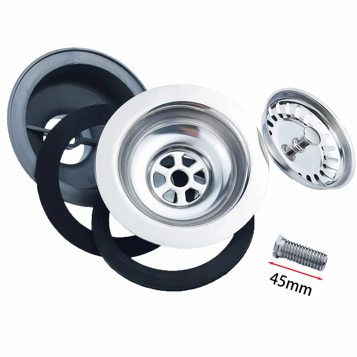 Qrity 304 kuchenny zawór sitkowy ze stali nierdzewnej kosz odpływ kosz sitko zawór odpływowy, Ø 110 mm 1½" na górze