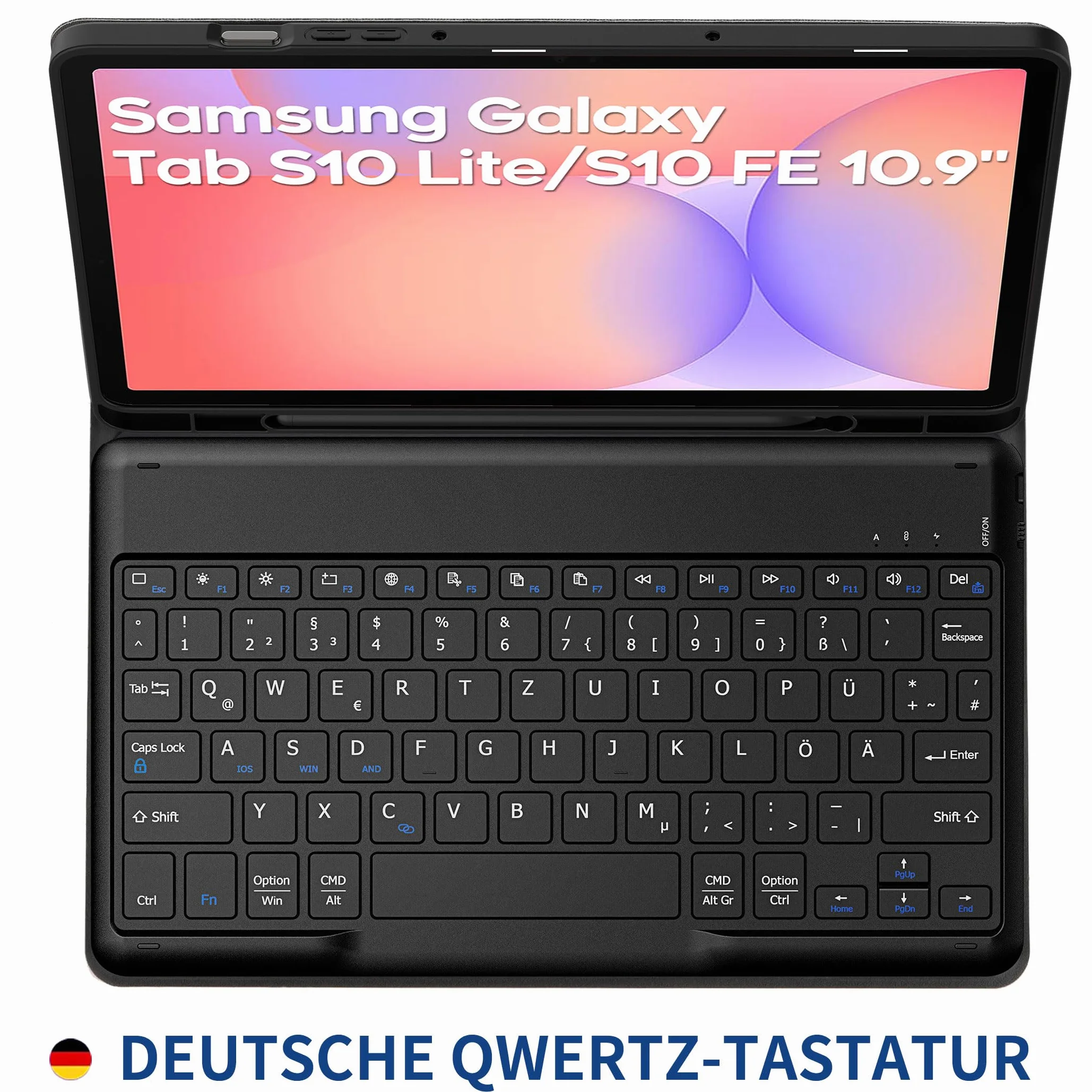 EasyAcc Etui na klawiaturę kompatybilne z Samsung Galaxy Tab S9 FE 10,9 cala / S9 2023 11 cali z folią ochronną, zdejmowane etui ochronne na klawiaturę z uchwytem na ołówek, czarne