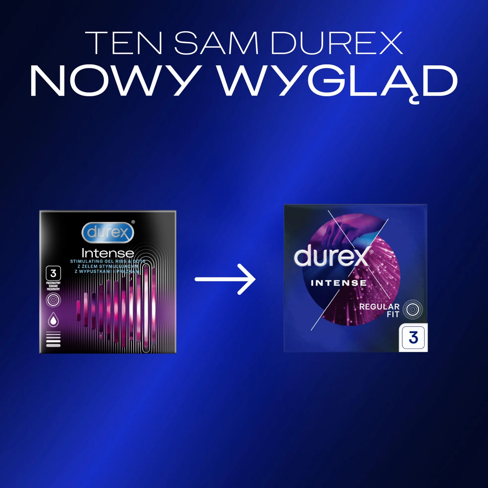 Durex Intense Prezerwatywy z wypustkami i prążkami dla dwojga 3 szt.
