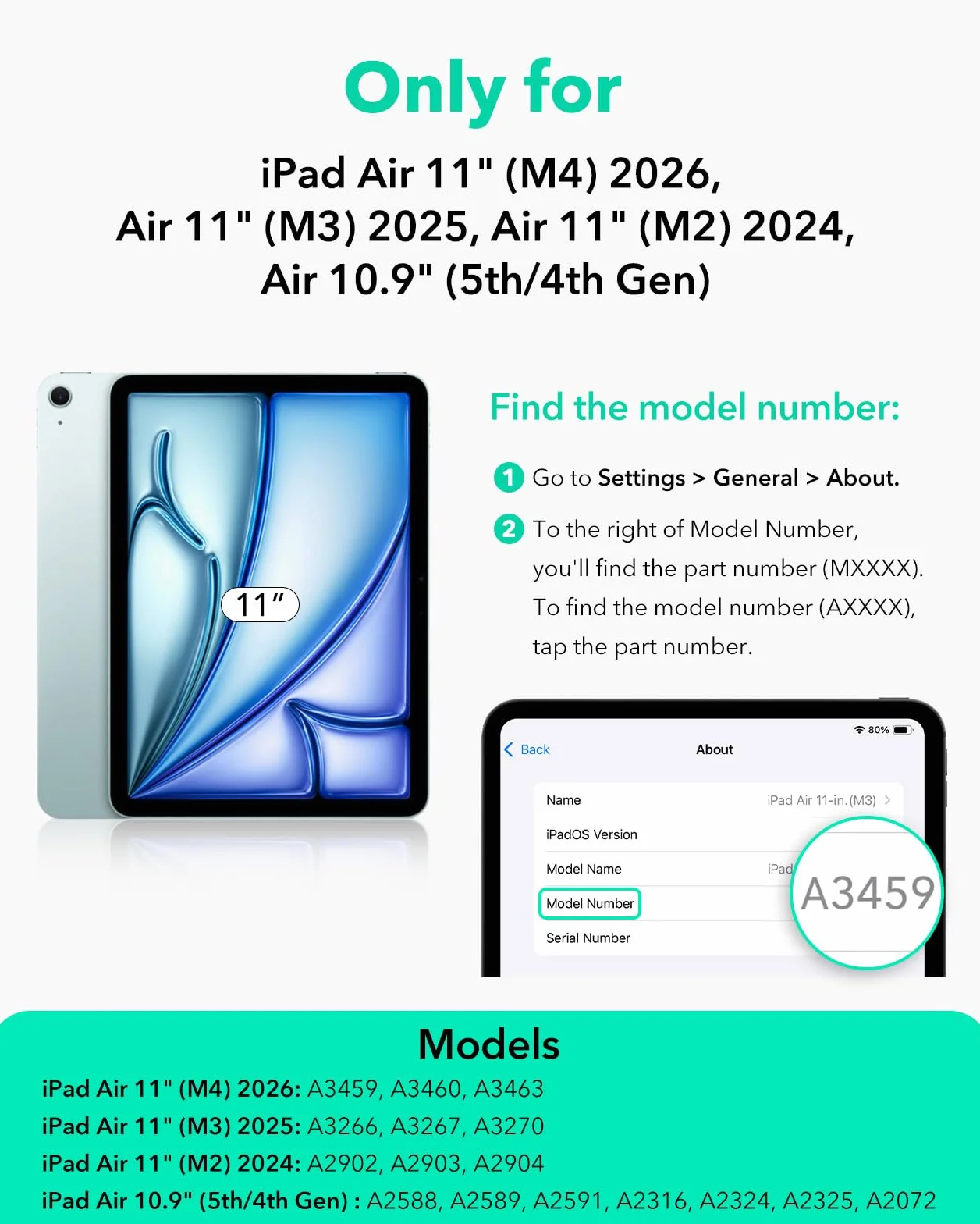 ESR Etui na iPad Air 2022/5/4 10,9 cala, zdejmowana osłona magnetyczna, regulowany stojak, rysik 2 funkcje, czarny