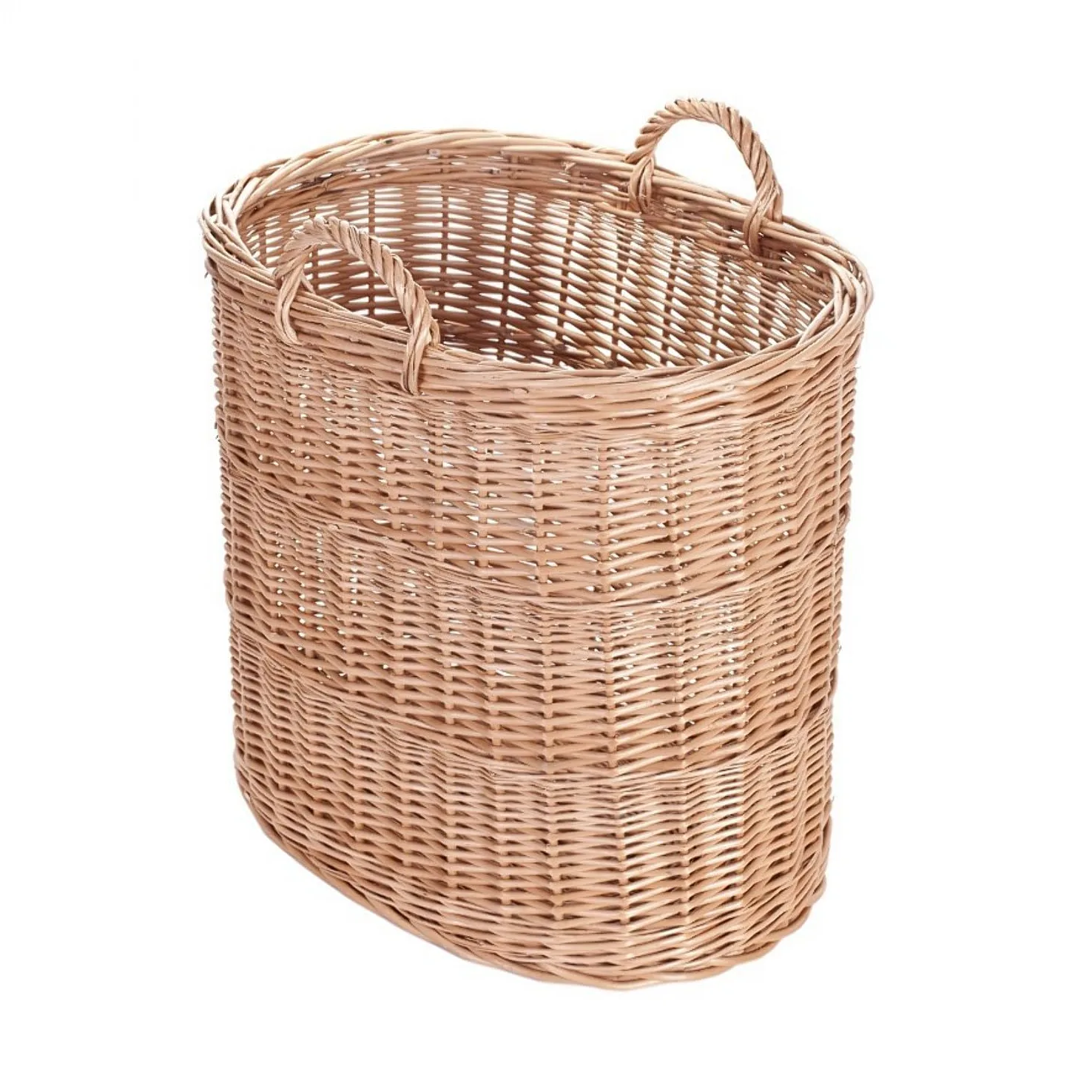 e-wicker24 Wiklinowy kosz kominowy, koszyk kominkowy z uchwytami do noszenia, skrzynka na zabawki