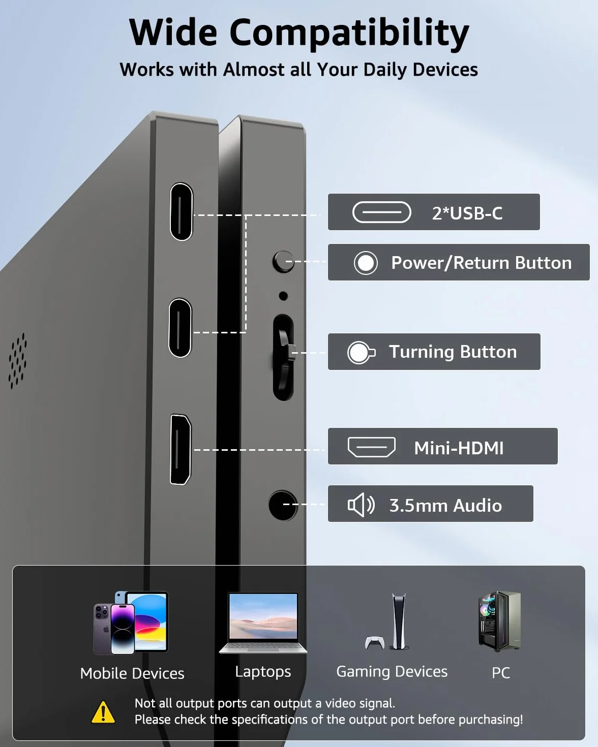 Yodoit przenośny monitor 15,6" FHD 1920x1080P IPS | Łączność USB-C i HDMI, wbudowane głośniki, z inteligentną okładką, do laptopa, PC, Mac, PS3/4/5, Xbox