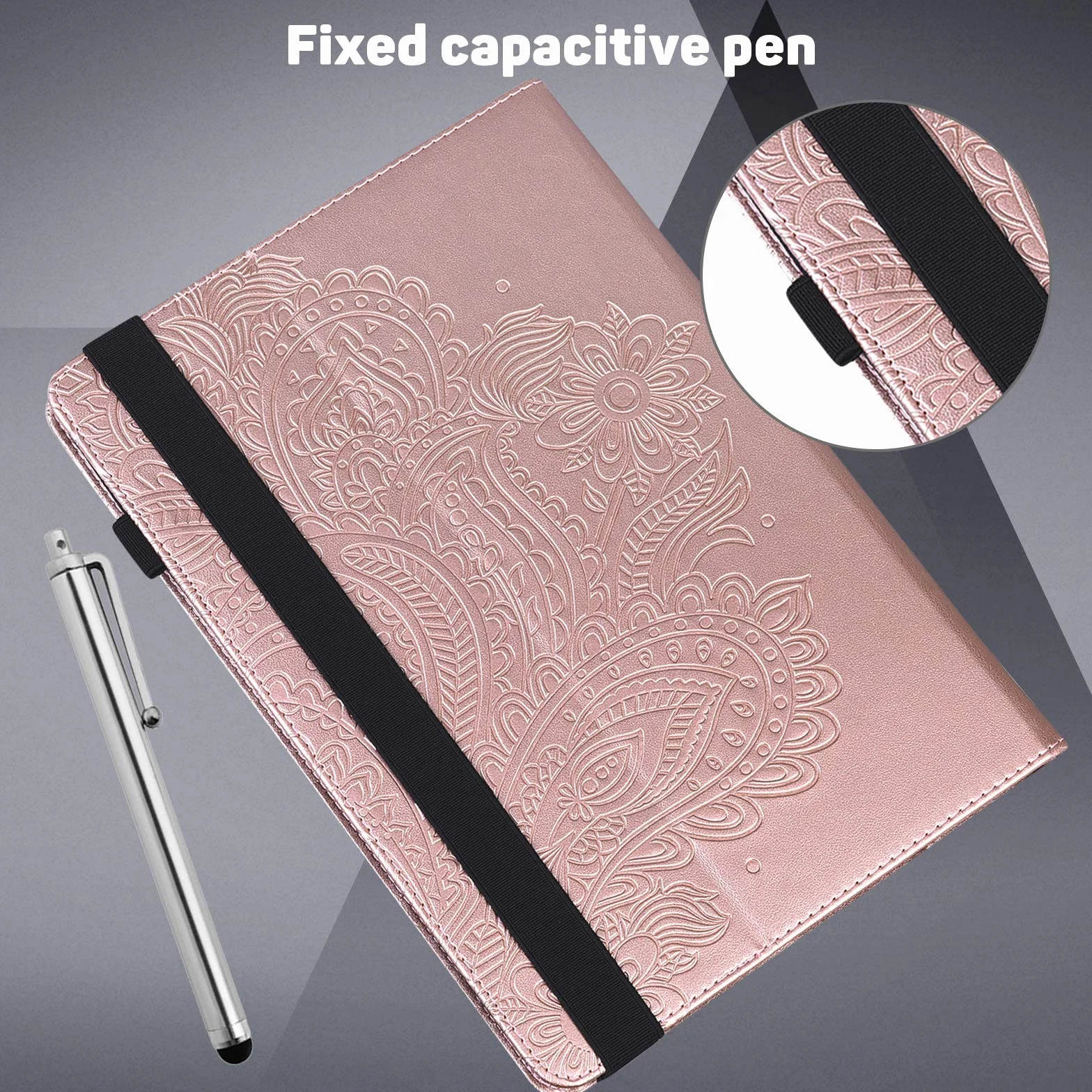 Etui do Samsung Galaxy Tab S2 9,7 cala (T810/ T813/ T815/ T819) z folią ochronną i rysikiem - ultracienkie z funkcją stojaka Flip Cover PU skórzane etui (różowe złoto)