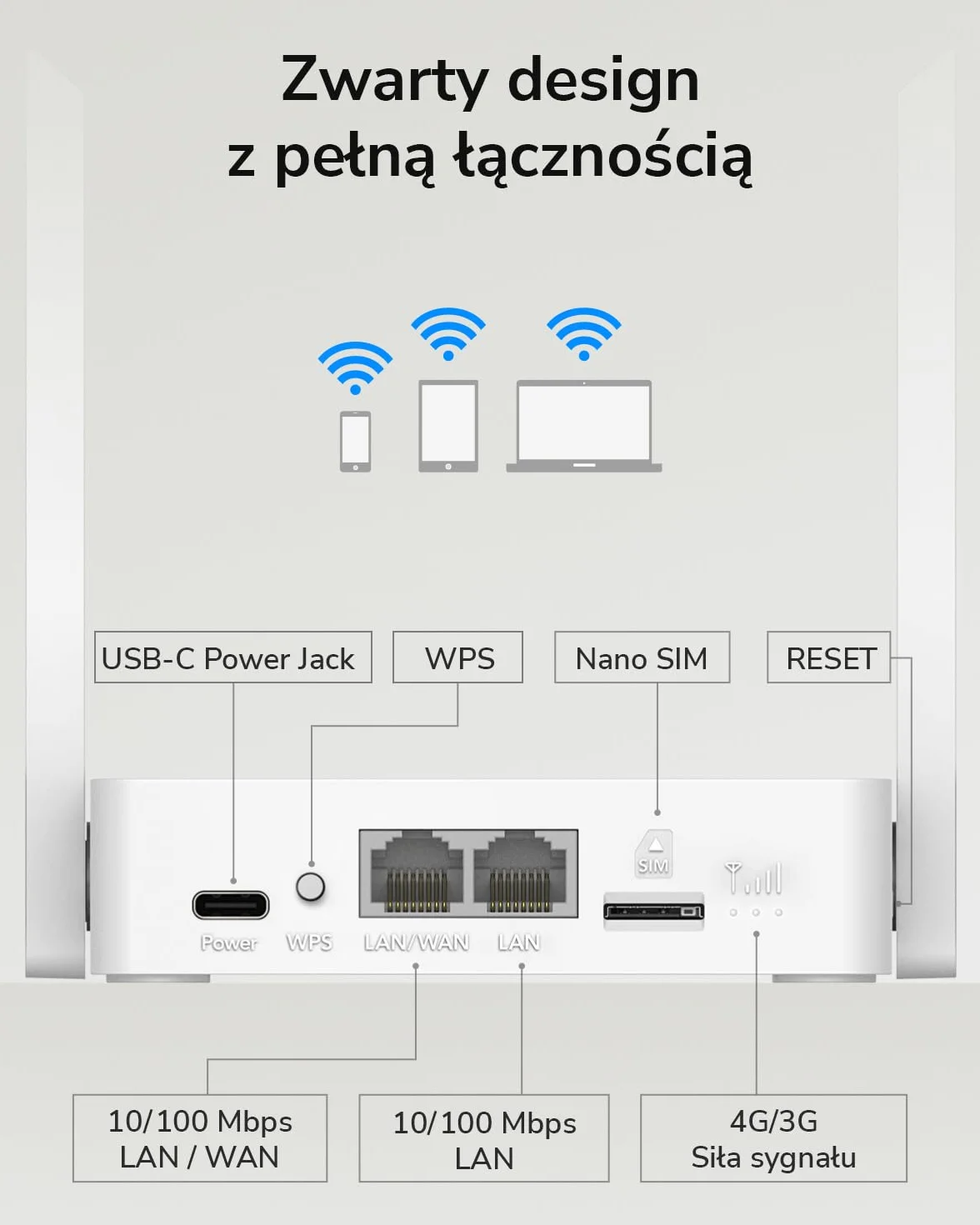 Cudy Nowy router WiFi LT300 4G LTE z wejściem zasilania USB-C, router 4G z gniazdem SIM 300 Mb/s, kompatybilny ze wszystkimi operatorami, 2×2 MIMO, nie wymaga konfiguracji, OpenVPN, WireGuard