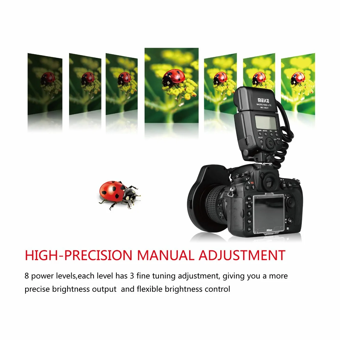 MEKE MK-14EXT-N I-TTL makro pierścień błyskowy kompatybilny Nikon D7100 D7000 D5200 D5100 D5000 D3500 D3200 D3100 D90 D300S D600