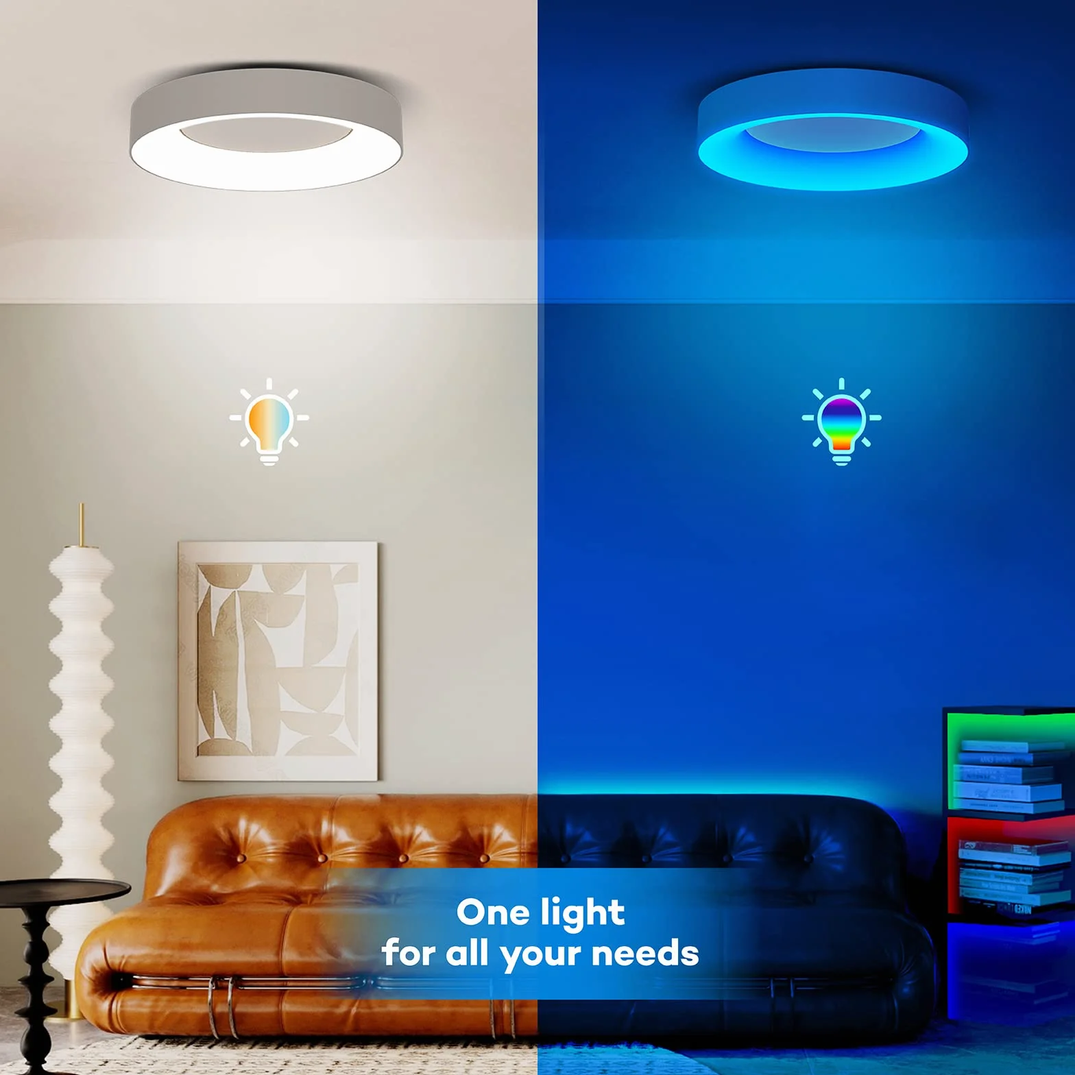 Matane Lampa sufitowa LED RGB, ściemniana, 24 W, lampa sufitowa z pilotem zdalnego sterowania, zmiana koloru 3000-6500 K, do salonu, sypialni, pokoju dziecięcego, kuchni, łazienki, okrągła, 28 cm