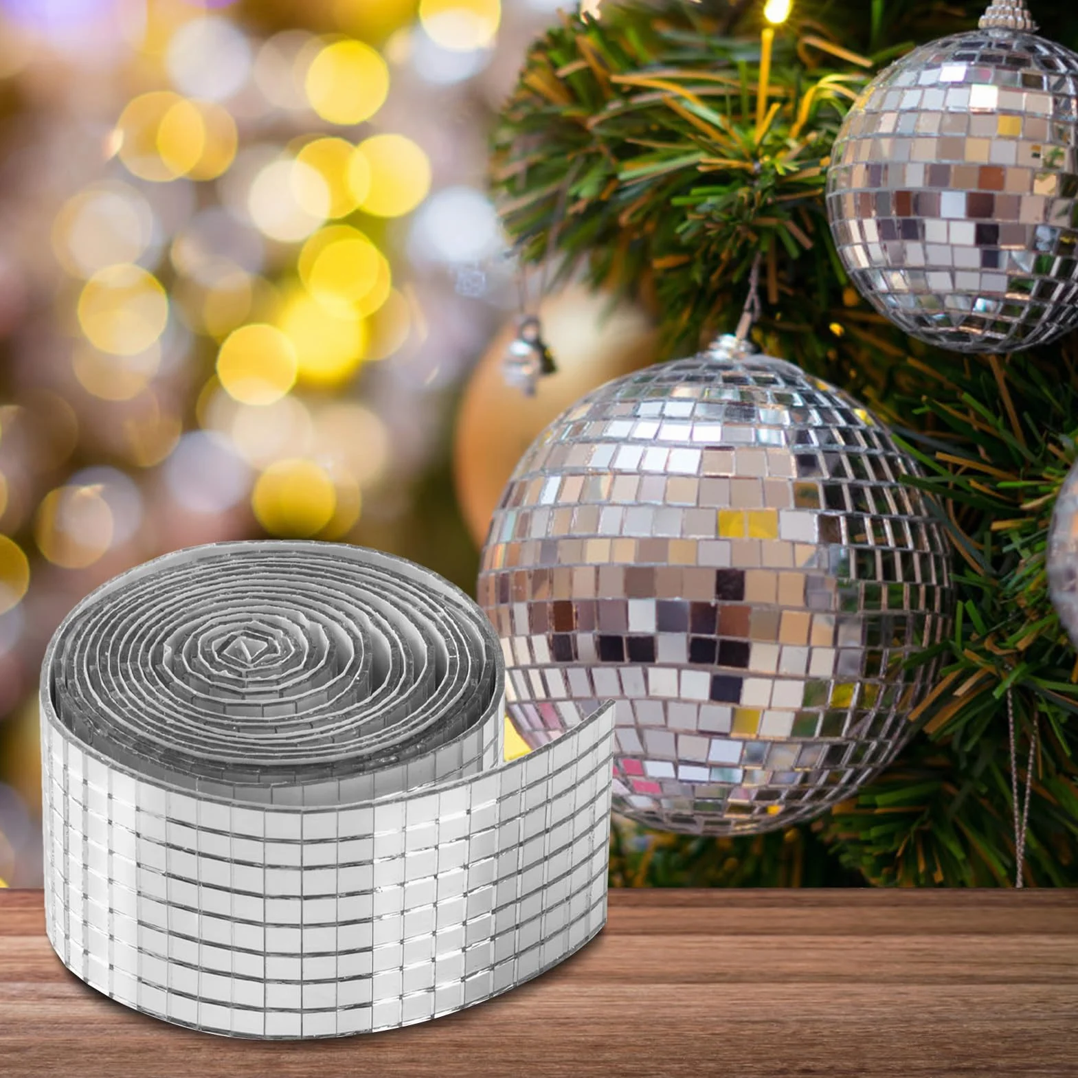 Mosaic Tiles for Crafts, Disco Glass Stickers Mirror Mosaic Tile, Waterproof Cuttable, Easy to Install Self-Adhesive Wall for Ceiling, Kitchen, Bathroom, 4x120cm