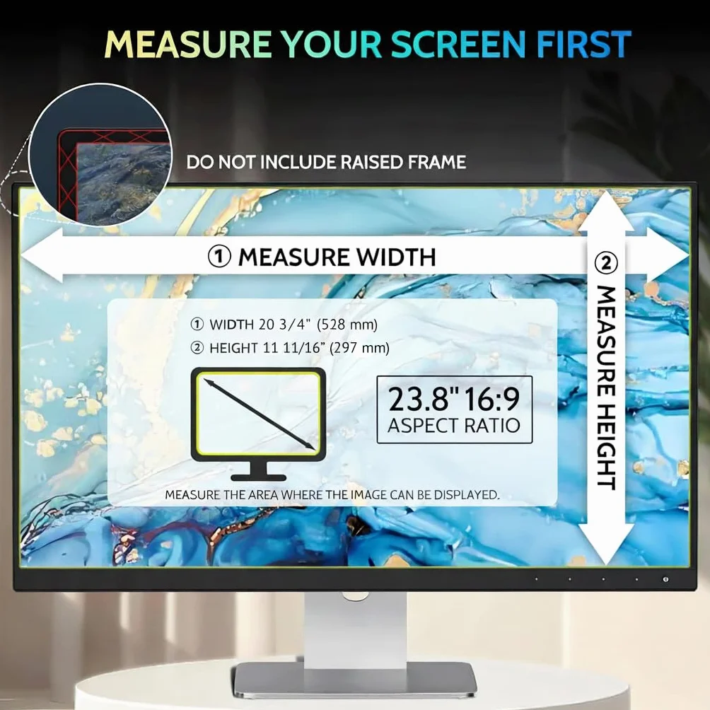 Łatwo zdejmowany filtr prywatności komputera, kompatybilny monitor iMac, bezramkowy monitor, ekran dotykowy, proporcje obrazu 23,8 cala 16:9, ochrona przed oślepianiem Blue Light Privacy Shield