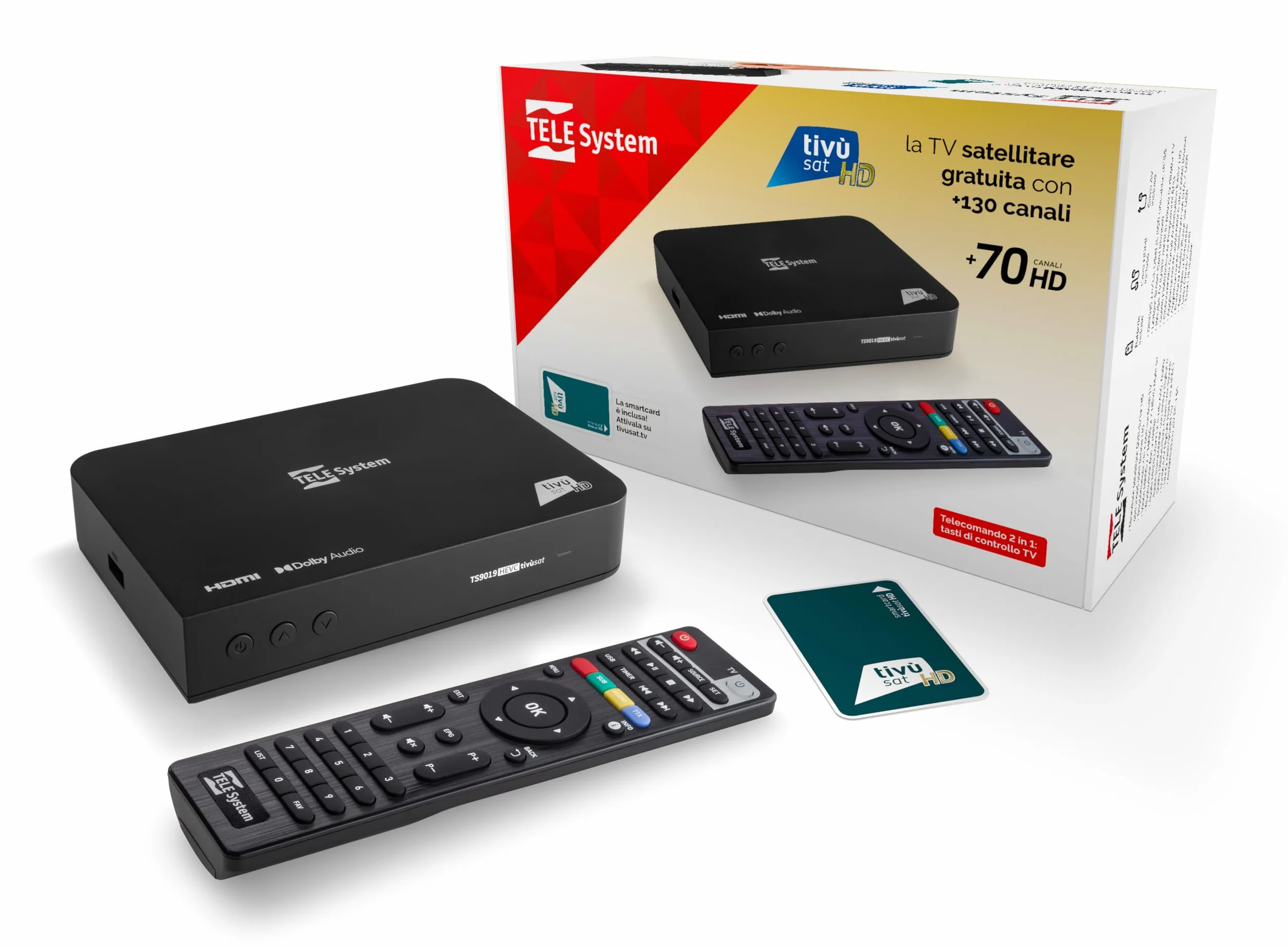 TELE System Dekoder satelitarny TS9019HEVC Tivùsat Classic Smartcard DAZN