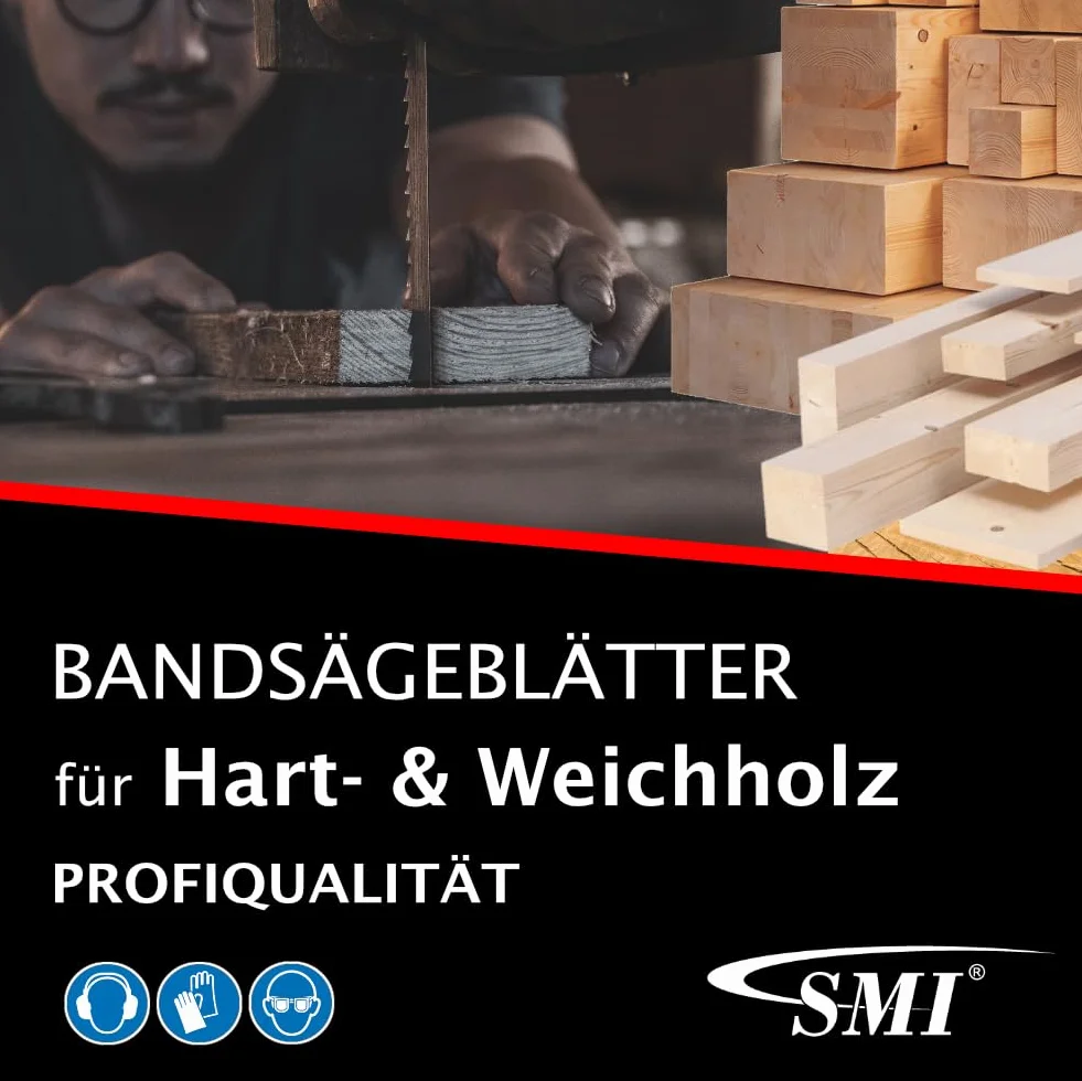 SMI Zestaw 5 szt. brzeszczot do piły do drewna 2100 x 8 x 0,65 mm 6 ZpZ taśma do piły do drewna taśma do piły pasującej np. Scheppach HBS 32 Vario