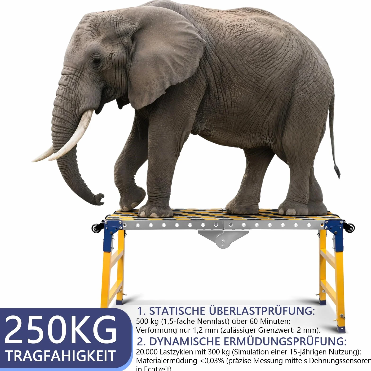 Stabilna platforma robocza 2 w 1 + mobilny stół spawalniczy z antypoślizgowymi paskami klejącymi, regulowana wysokość 60-90 cm, składana platforma robocza, aluminiowe rusztowanie, ocynkowana ławka