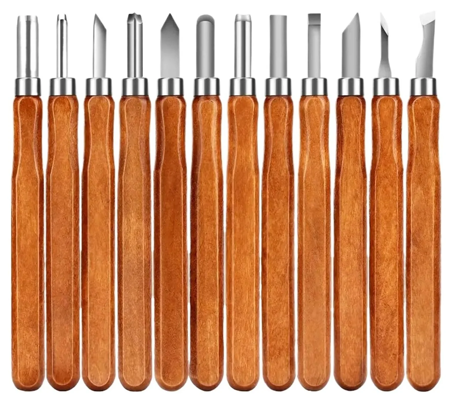 3/5/7/12 sztuk Obróbka drewna Rzeźba w drewnie Dłuto Zestaw do rzeźbienia noży dla początkujących DIY Rzemiosło Gouges(12Pcs Set Kit)
