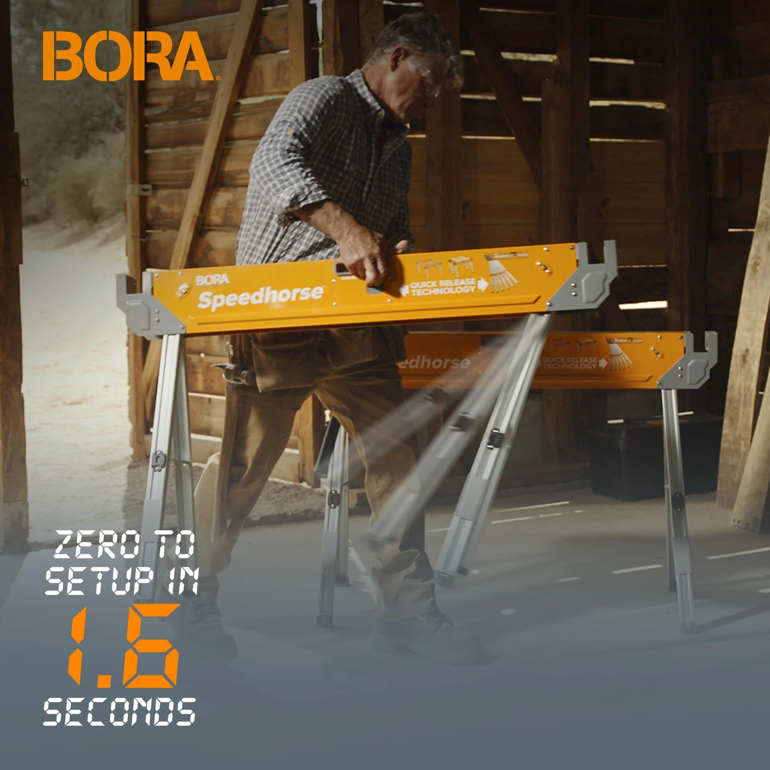 Bora PORTAMATE Speedhorse PM-4500T dwupak, 30 x szybsza natychmiastowa konfiguracja, niesekwencyjne składanie nóg, nośność 1633 kg na parę, metalowy blat na 2 x 4 cm, wytrzymała, profesjonalna piła