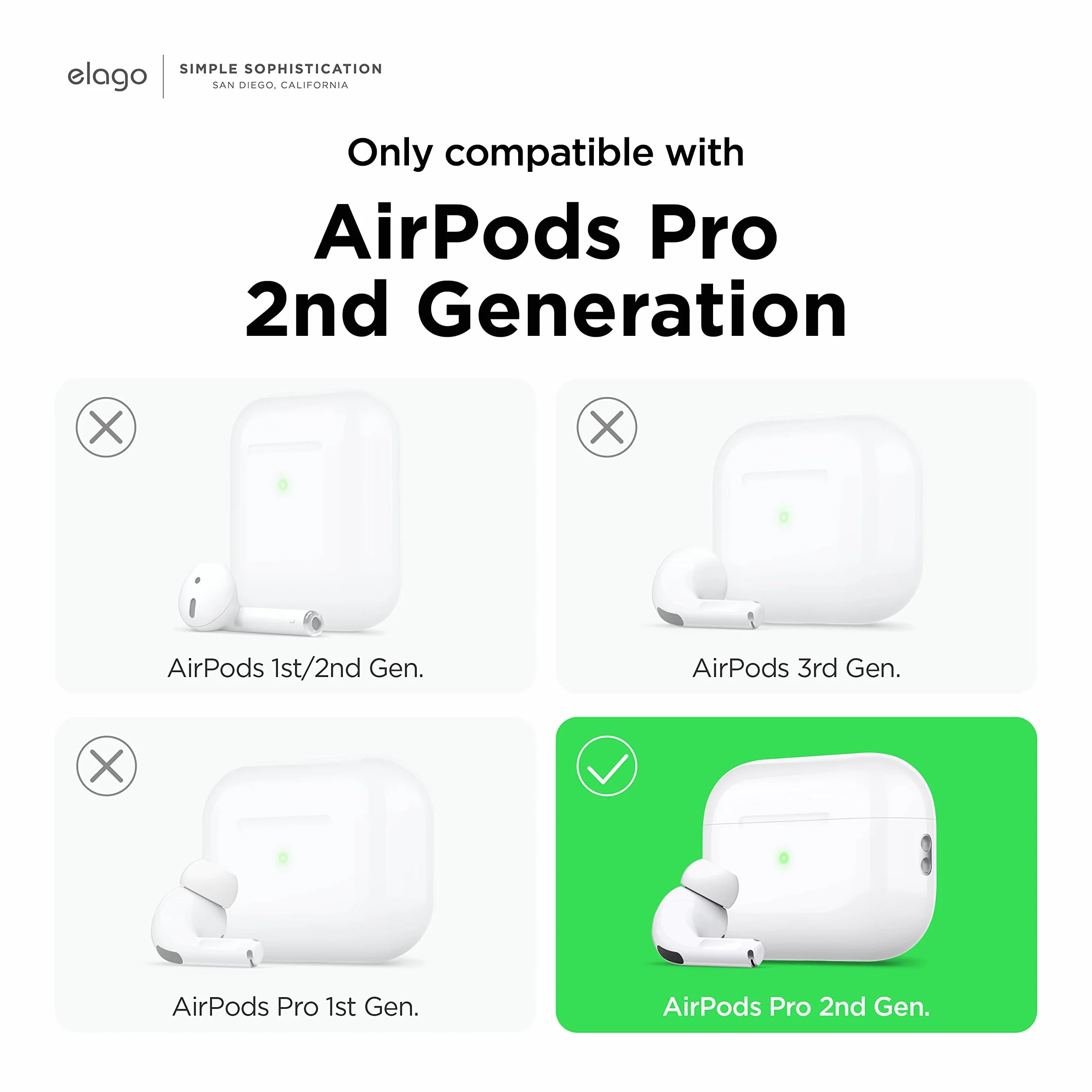 elago [4 pary] Etui na haczyki uszne kompatybilne z AirPods Pro 2-Ear Hook, wygodne i bezpieczne dopasowanie, ulepszona jakość dźwięku (niebieski fosforyzujący)
