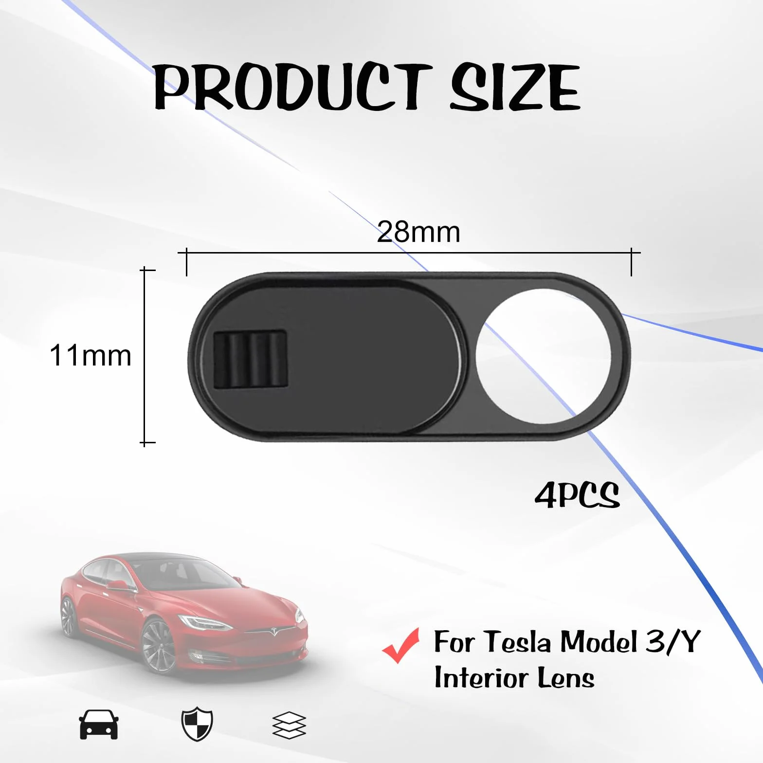 4 sztuki osłony kamery internetowej, suwak do osłony kamery laptopa, do zastosowania na notebooku i telefonie komórkowym, do modeli Tesla 3/Y (czarny)