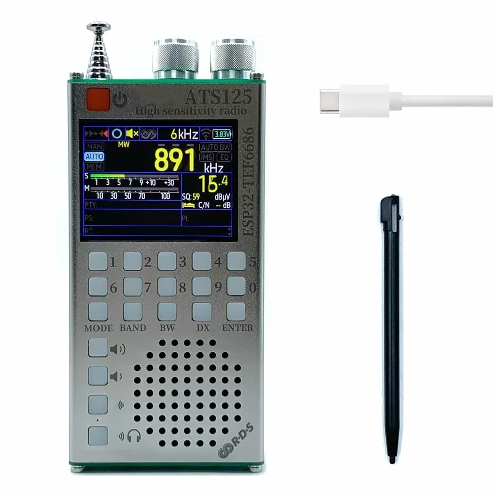 ATS125 przenośny odbiornik radiowy FM SW LW TEF6686 wyświetlacz dotykowy IPS bateria 2500 mAh