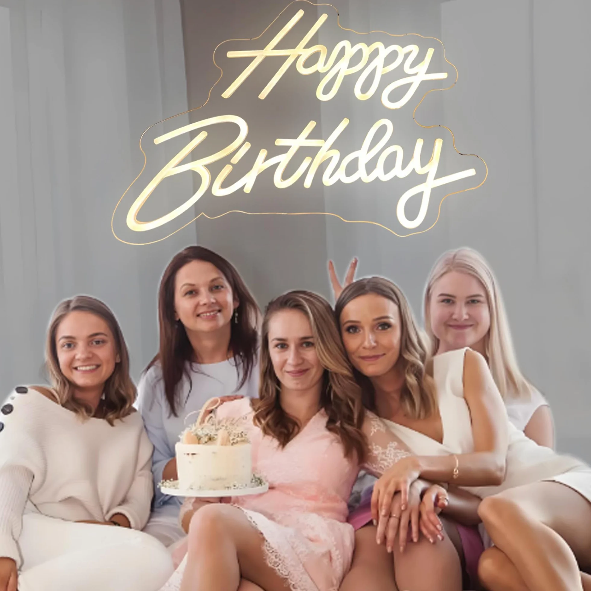 Happy Birthday Neon Sig: Party Decor przyciemniane neonowe światło LED do dekoracji ściennej świecą szczęśliwe znaki LED