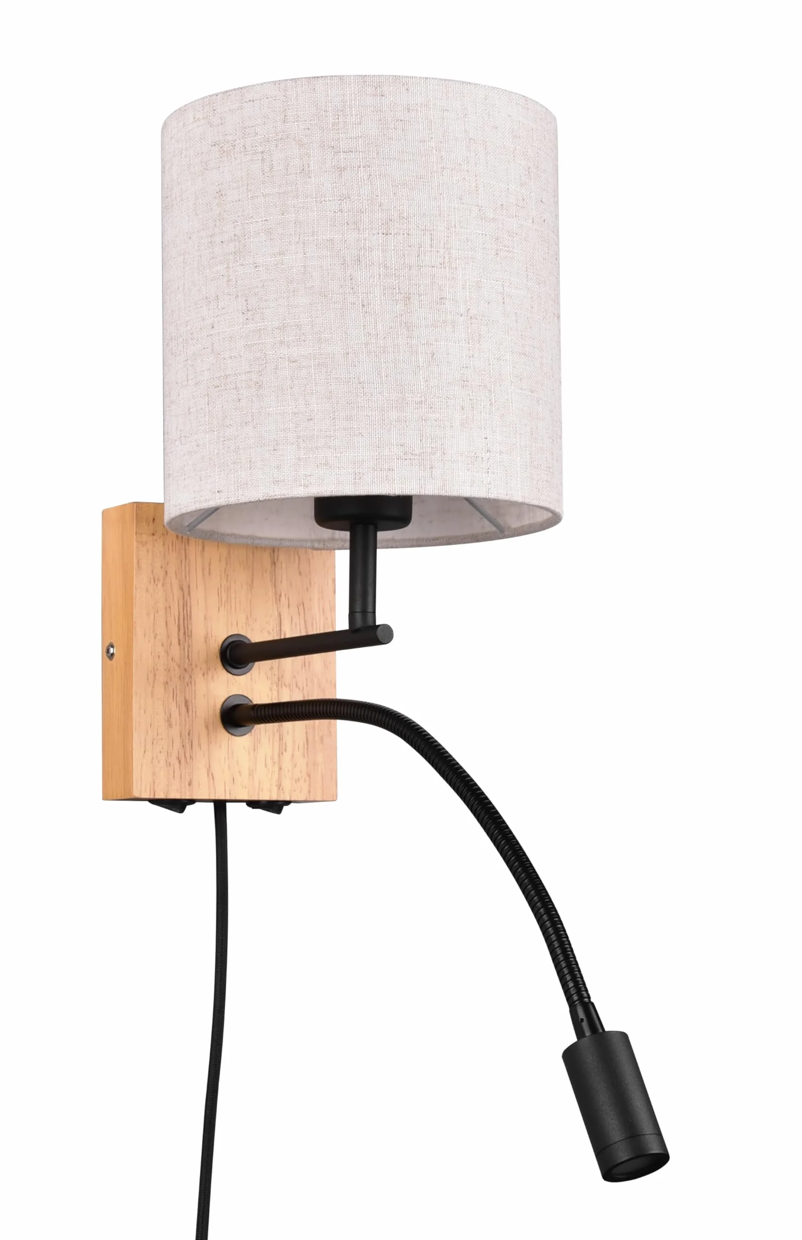 Trio Leuchten Kinkiet NILAM naturalne drewno abażur E27 LED 3,1 W Flex Connect