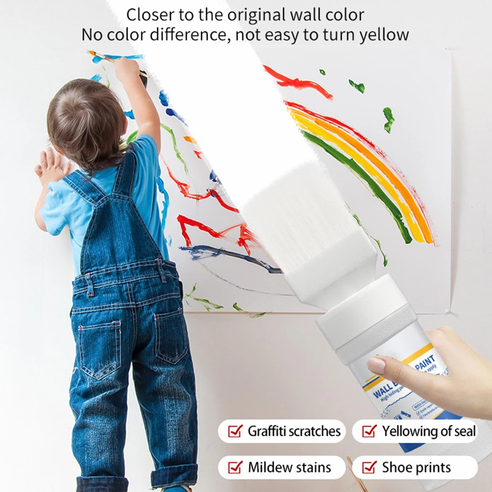 Wall Repair Paste, Safe Wall Touchup Paint, White Ceiling Paint, Wall Touchup Kit, Wall Stain Remover Paint, Paint With Brush For Walls, Home Wall Repair Kit, 180g Wall Repair Paste