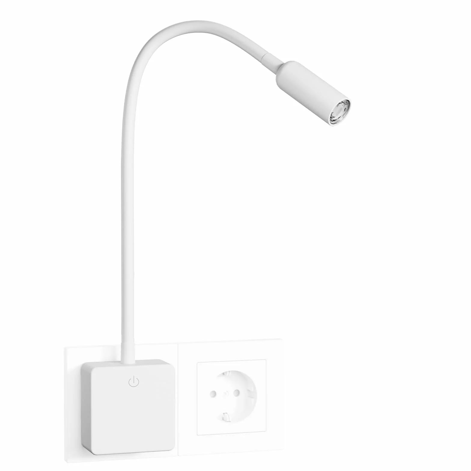 ENUOTEK LED Spot Lampki do czytania gniazdka Z możliwością ściemniania Biała, 3W 280Lm Reflektor LED Lampy ścienne do czytania do sypialni z wtyczką i przełącznikiem dotykowym, neutralna biel 4000K | Możliwość przyciemniania, z wtyczką, przełącznik dotyko