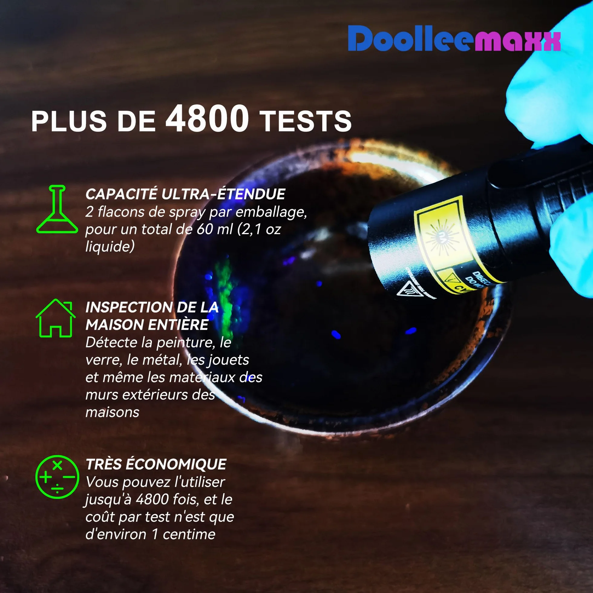 Lead Paint Test Kit | Up to 4800 Uses| Lead Test Kit for Paint, Ceramics & More | Lead Test Refill | UV Light Visible | Home Safety & Easy to Use (Lead Test Kit)