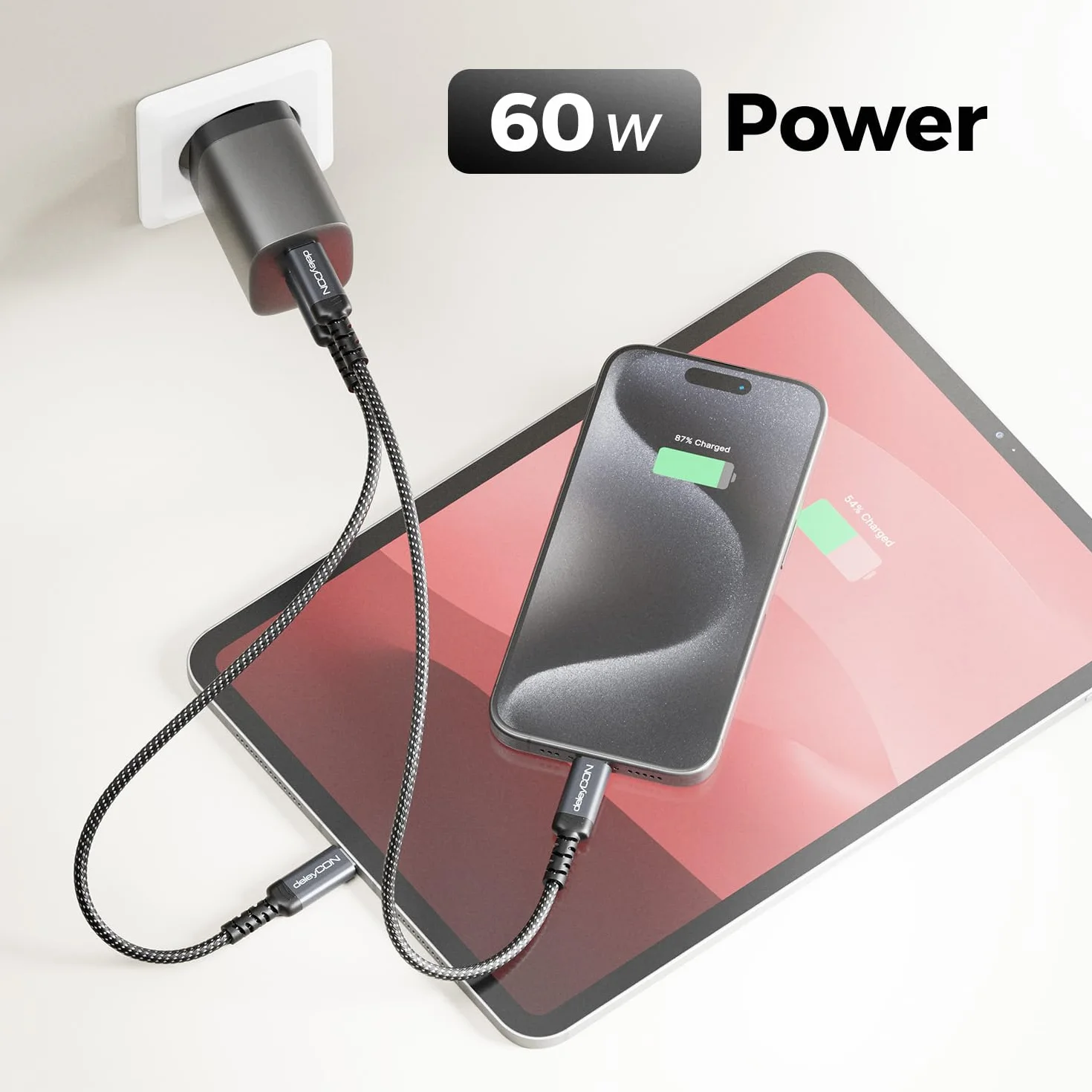 deleyCON 2x 0,30m Kabel USB-C 60W Szybkie ładowanie PD 3.0 PPS USB-C do USB-C do iPhone 16 15 Pro Max Air, Galaxy A16 A56 S25 S24 S23, Pixel, iPad Pro, MacBook