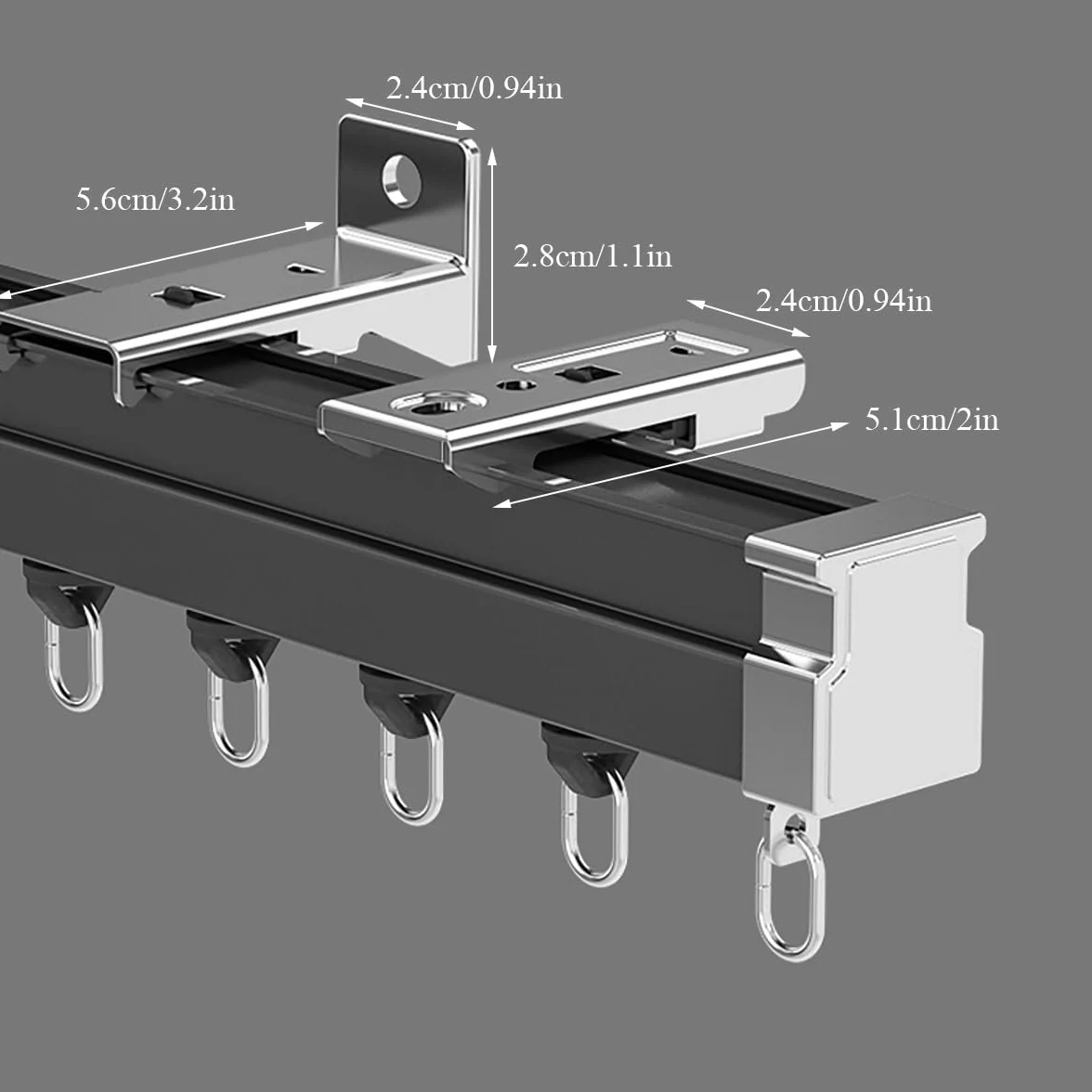 Adjuble szyna sufitowa ain track - 70-600 cm, szyna do gięcia, stop aluminium, idealna do prywatności w otwartych przestrzeniach, czarna, 80 cm - elastyczna i rozpuszczalna