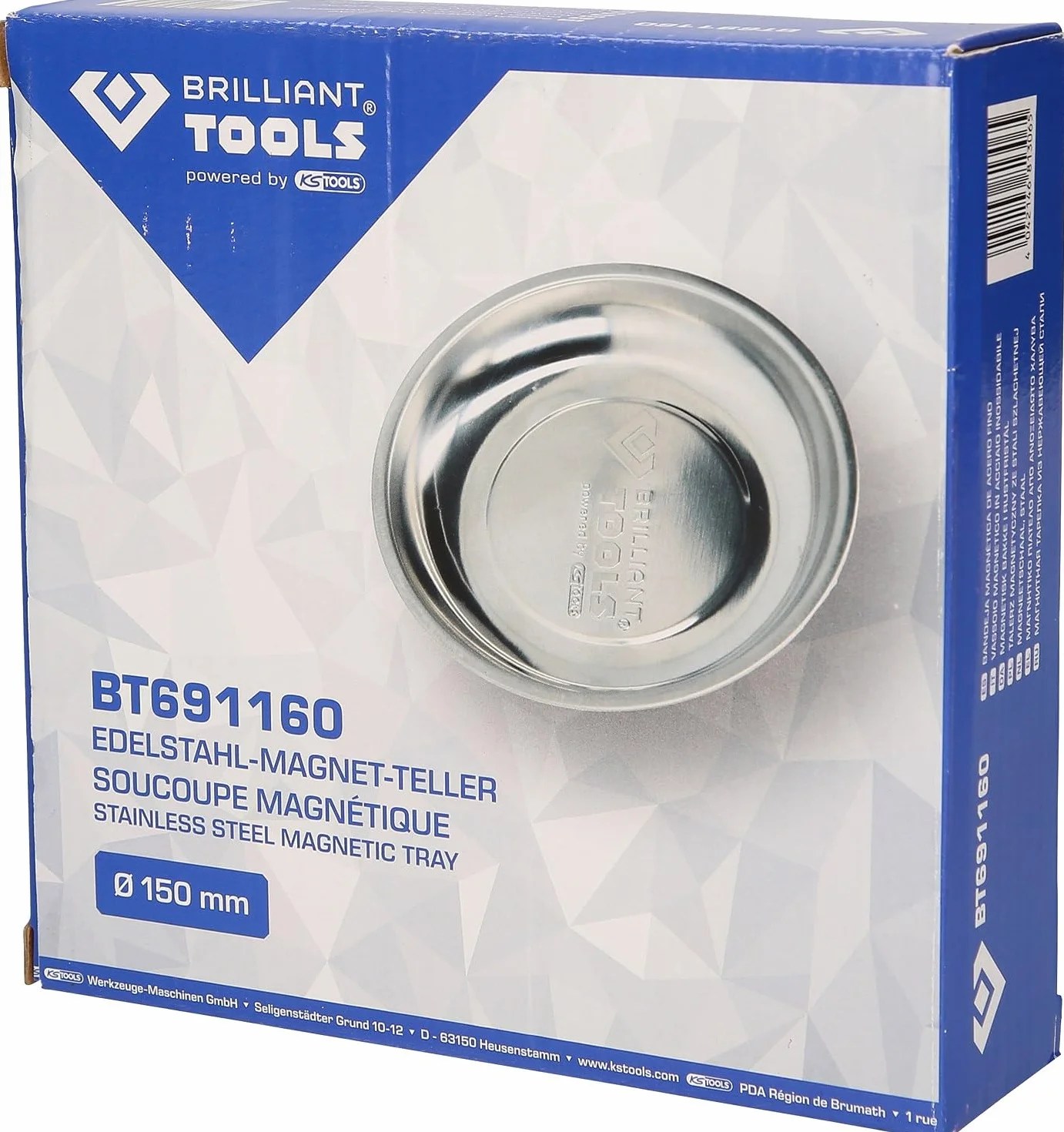 BRILLIANT TOOLS BT691160 Talerz magnetyczny ze stali nierdzewnej, Ø 15 cm [Powered by KS TOOLS]