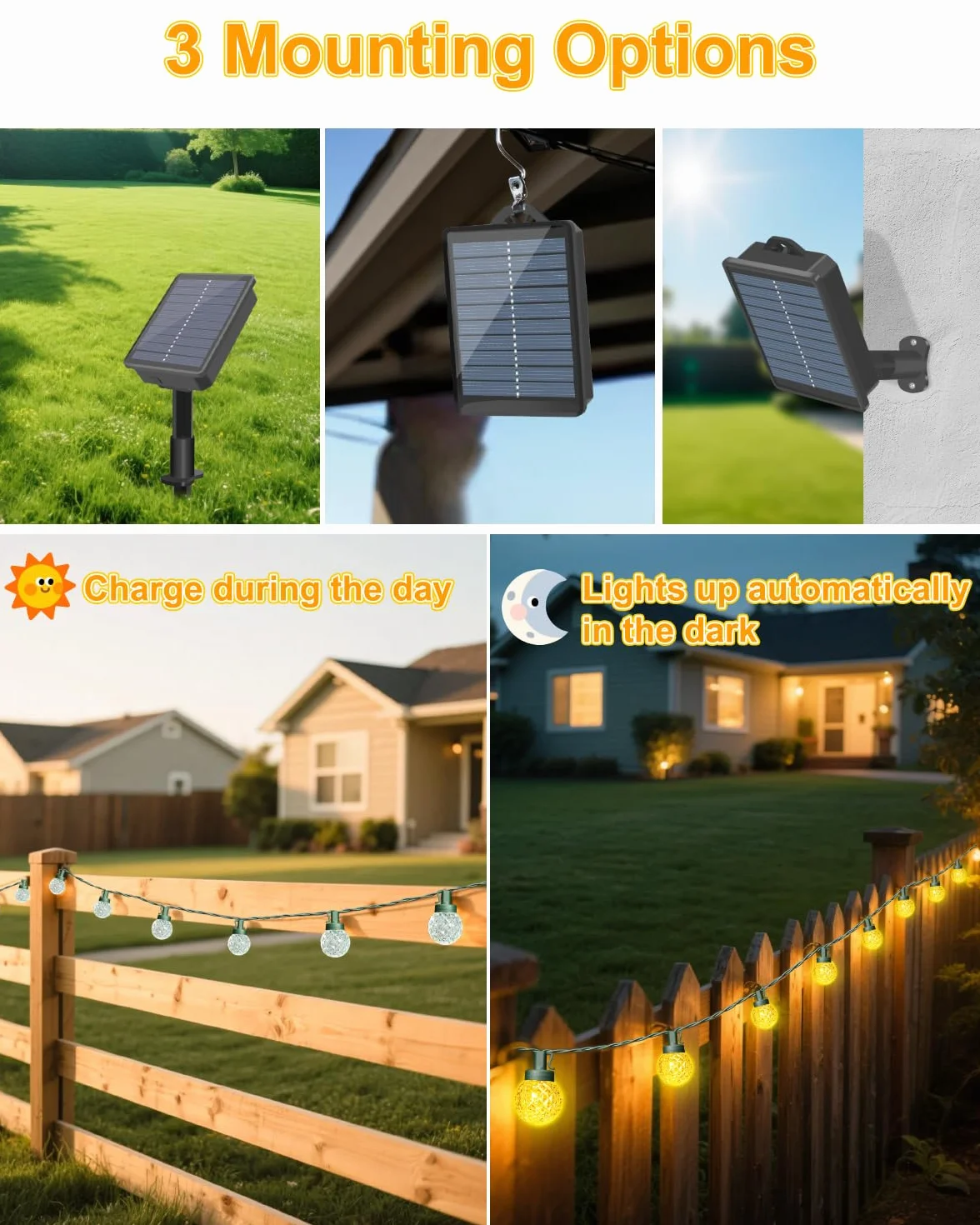 Dalugo Solarny łańcuch świetlny na zewnątrz, 12 m, 30 diod LED, do użytku na zewnątrz, z timerem, 8 trybów pracy, ciepła biel, solarny łańcuch świetlny na zewnątrz, odporny na warunki atmosferyczne