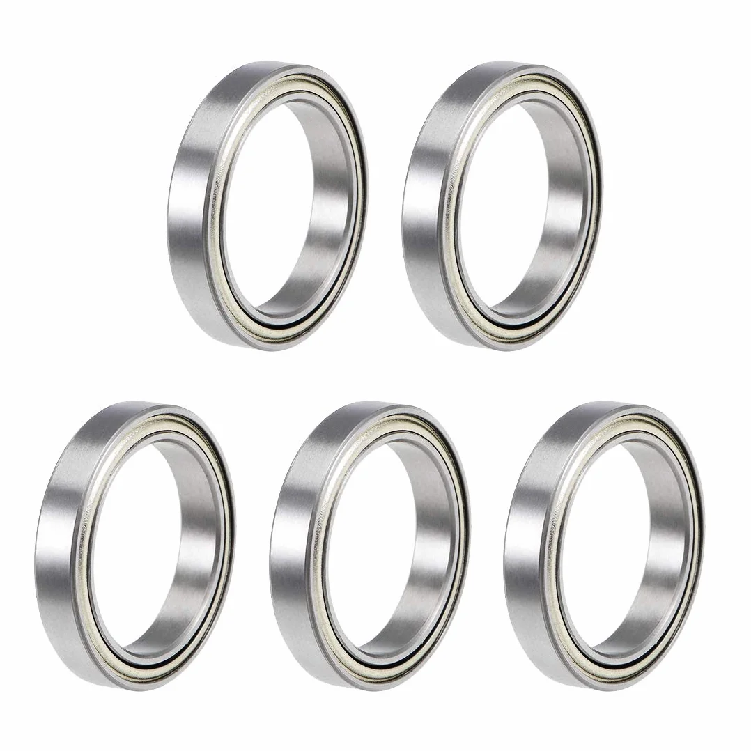 sourcing map 5 szt. 6703ZZ podwójnie ekranowane łożyska kulkowe zwykłe Z2 17 mm x 23 mm x 4 mm stal chromowana