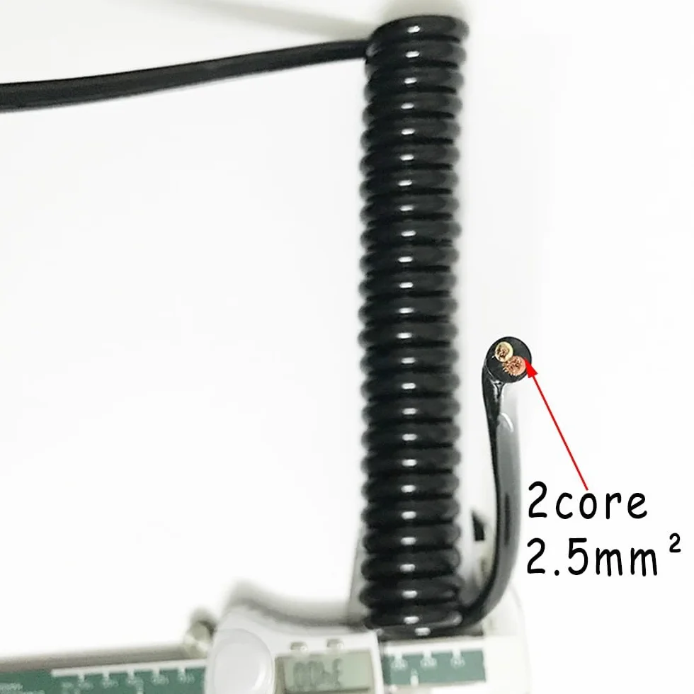 Przewód elektryczny Kabel zasilający spiralny 2-żyłowy 2,5 mm kwadratowy średnica zewnętrzna 8, metra metrów 7, przewód sprężynowy zwijany(Undraw 2.5 meters)