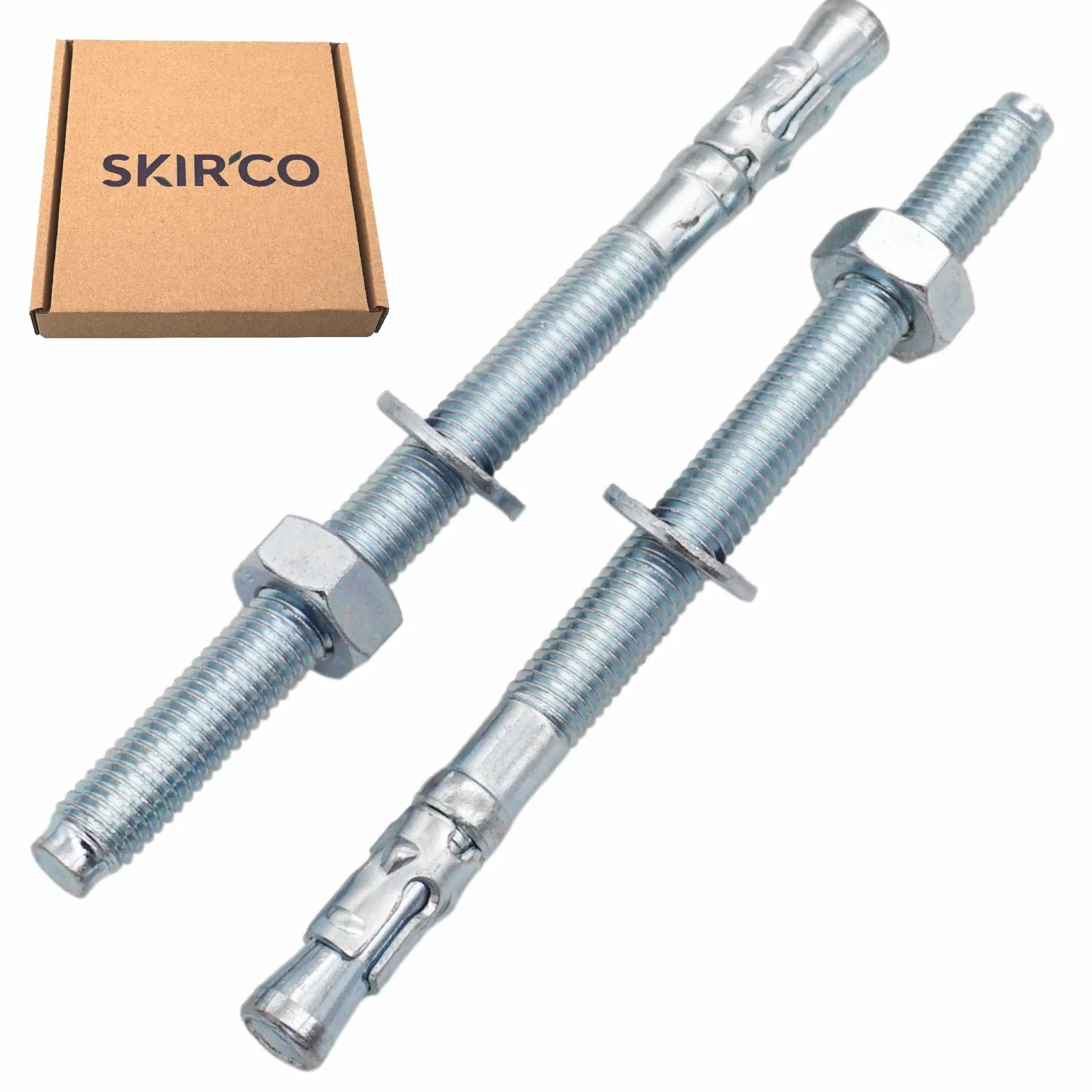 SKIR'CO (2 szt.) ocynkowane kotwy klinowe M10 x 140 mm, metalowe kołki, śruba kotwiąca, kotwa murarska, kotwa do betonu