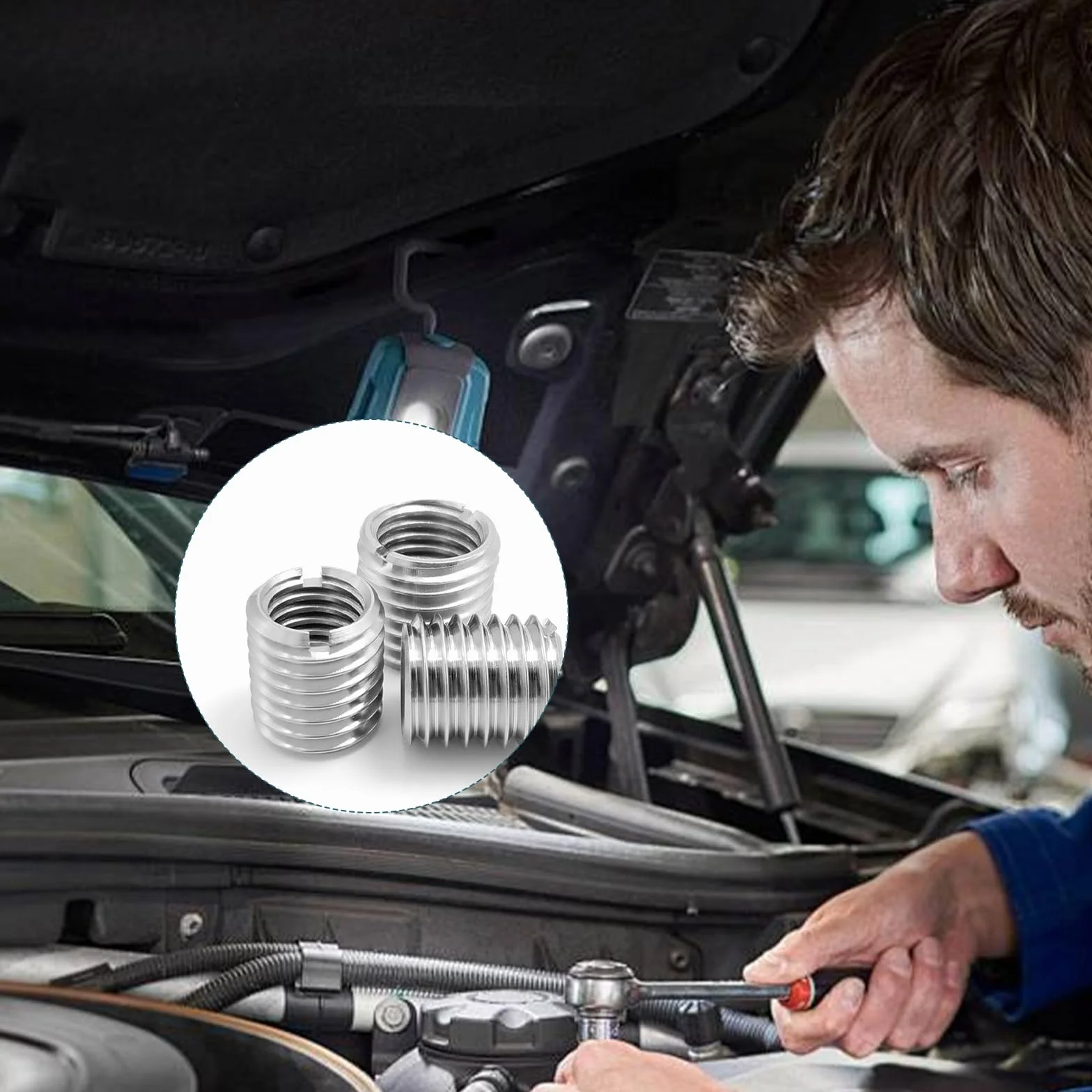 Wkład gwintowany M8 na M6, 30 sztuk tulejek gwintowanych ze stali nierdzewnej, zestaw adapterów do szybkiego gwintu, tuleje gwintowane, tuleje gwintowane do motoryzacji, mechaniki (srebrne)