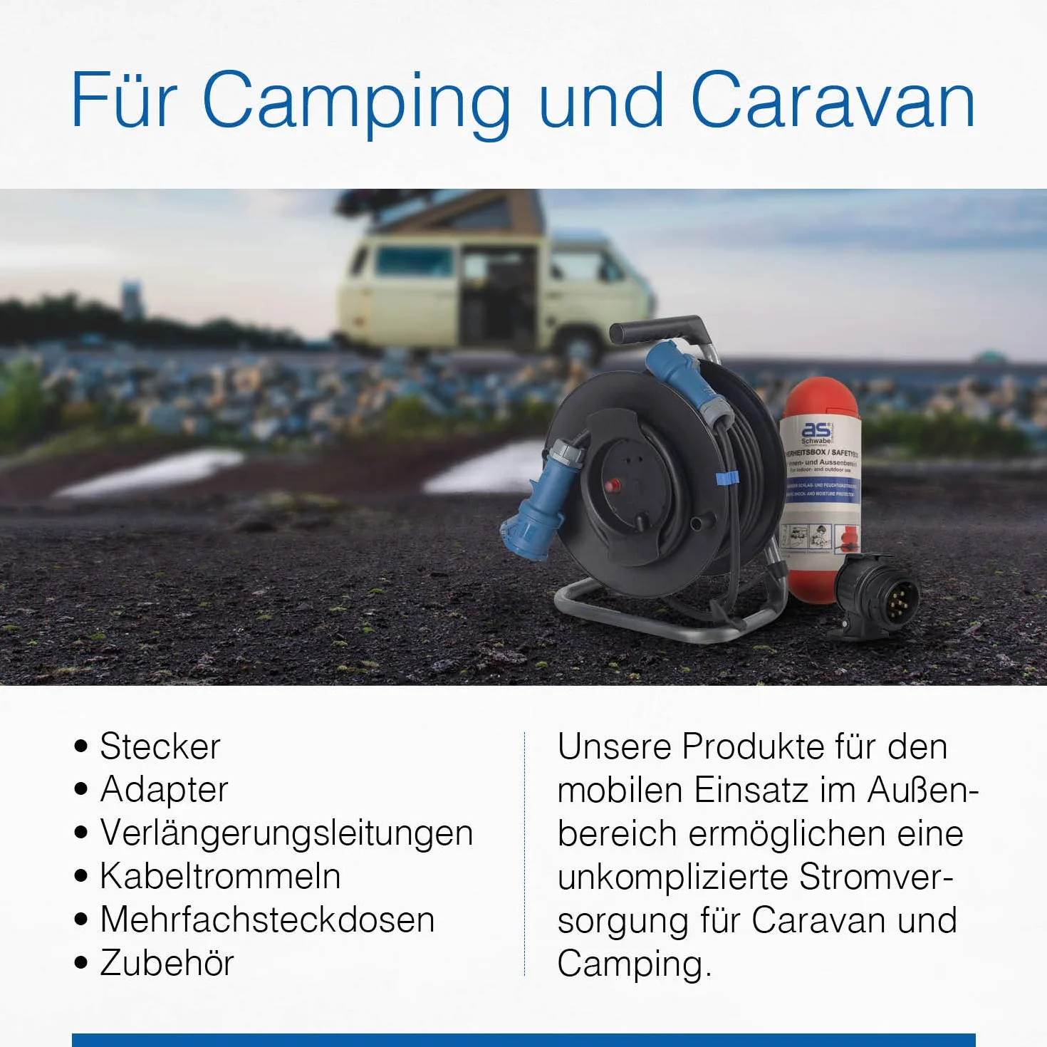 as - Schwabe 60470 CEE Wtyczka Caravan z Połączeniami Śrubowymi, IP44, 230 V/16 A, Niebieska,