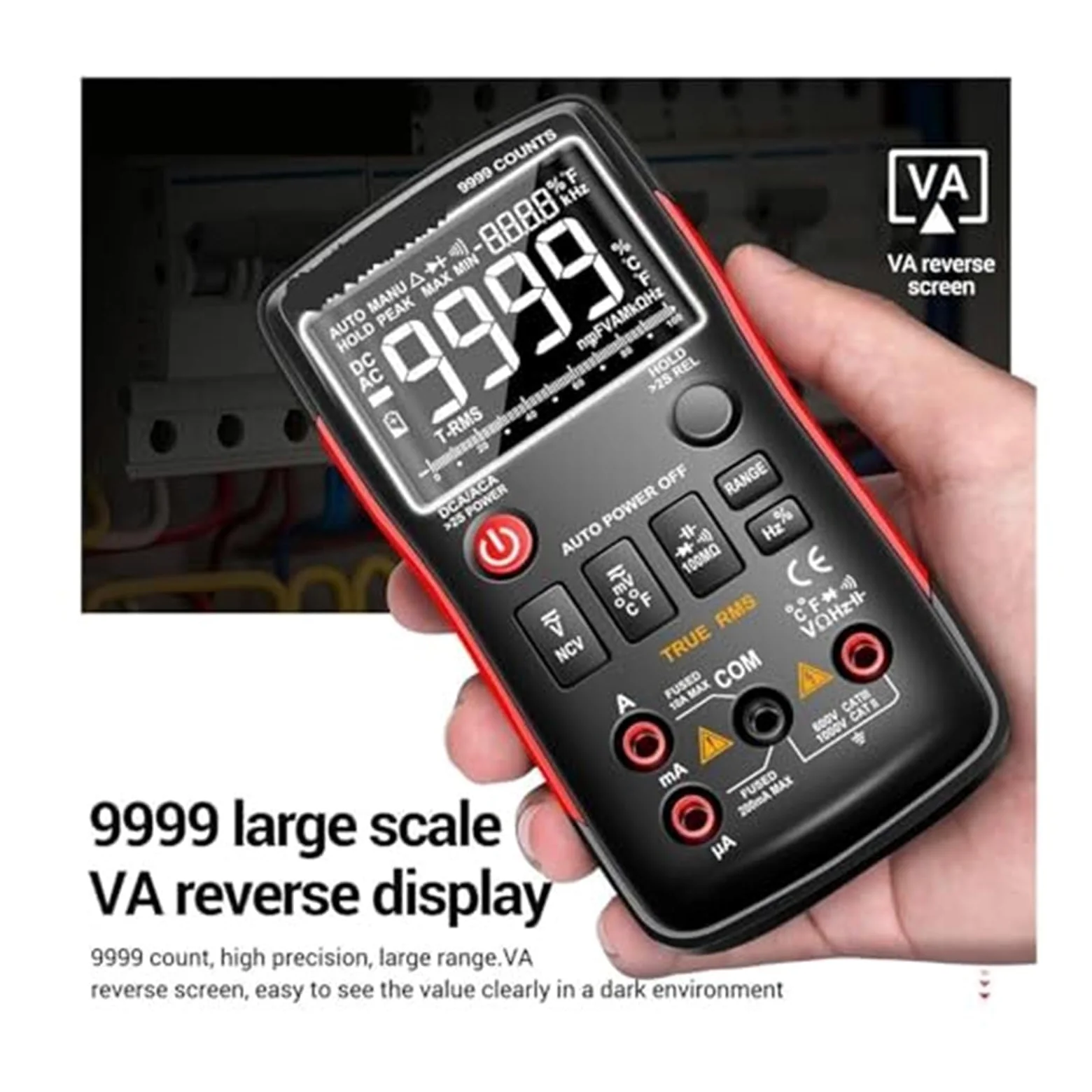 Q1 multimetr cyfrowy 9999 Tester analogowy True RMS profesjonalny Multimetro do samodzielnego testowania tranzystorów i kondensatorów(Q1 Orange Pro)