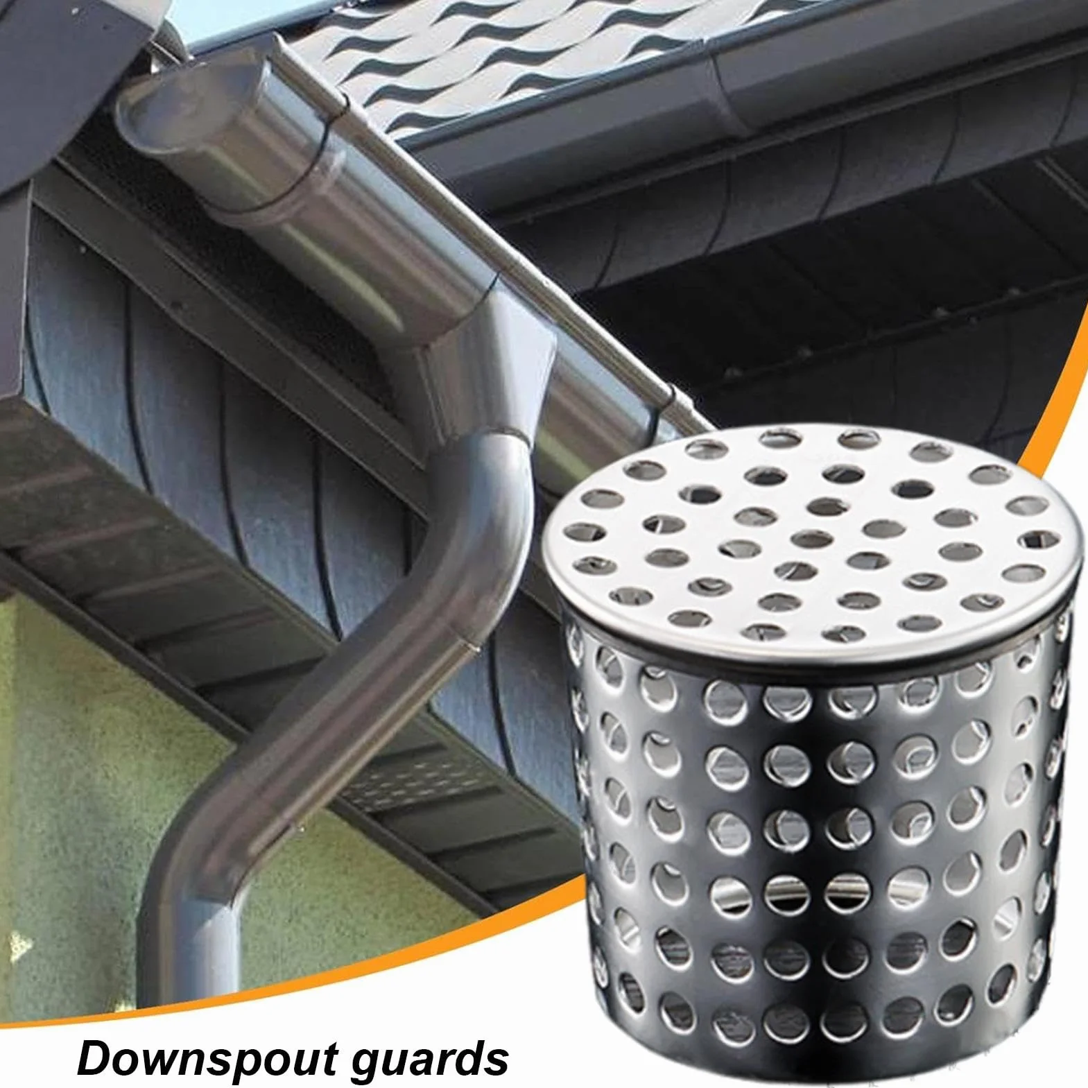 Osłona rynny spustowej, filtr liści rury spustowej, osłony liści rynny, konstrukcja ze stali nierdzewnej 304, 60 mm, regulowana i elastyczna konstrukcja, łatwy montaż na liście, inne zanieczyszczenia